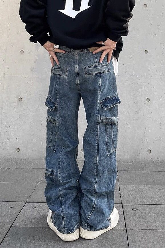 Vintage Retro punk side zip cargo jeans pants | Grailed