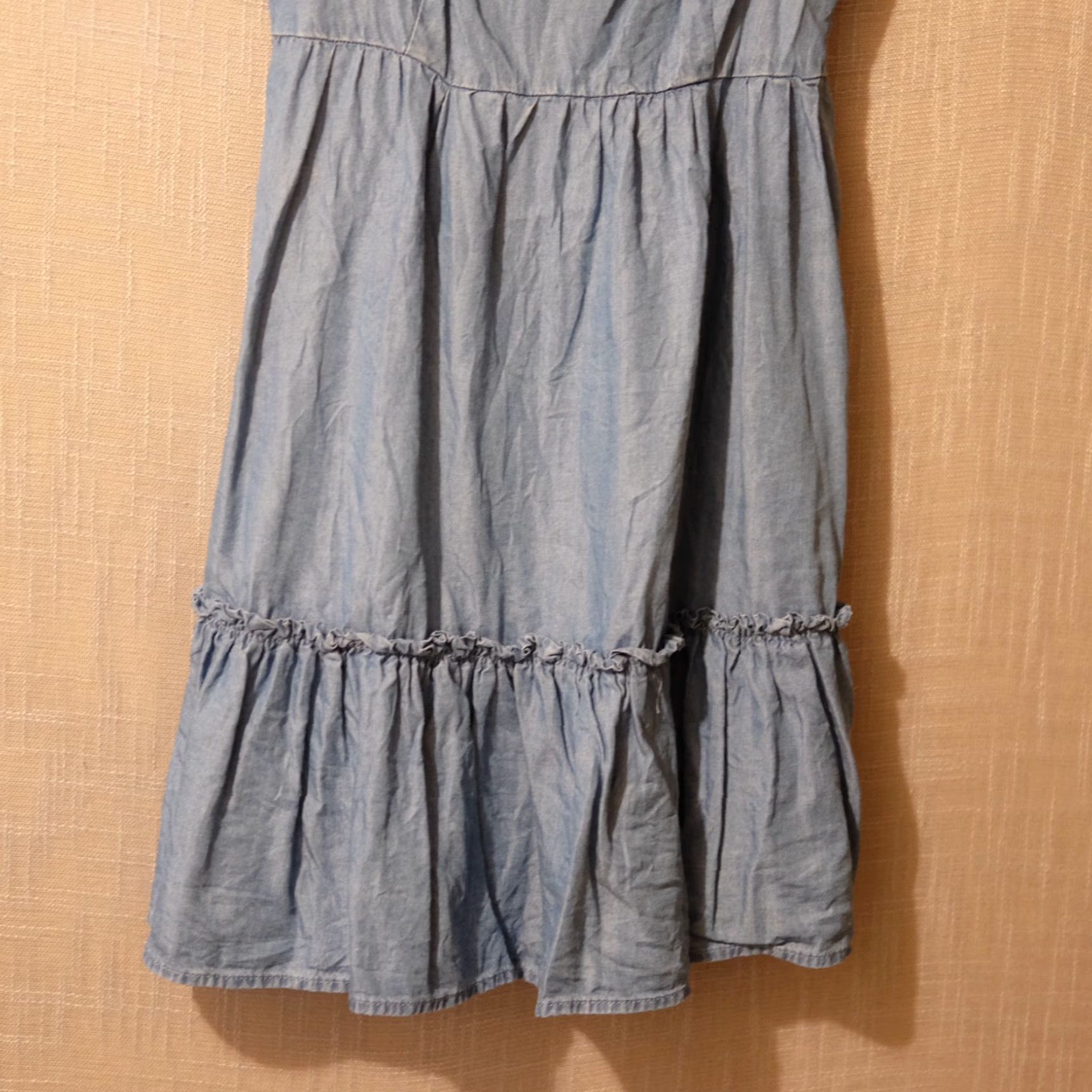 Vintage EUC Blu Pepper Kellie Chambray Mini Dress Blue Tiered Womens Size M #A1-109 Size M / US 6-8 / IT 42-44 - 3 Thumbnail