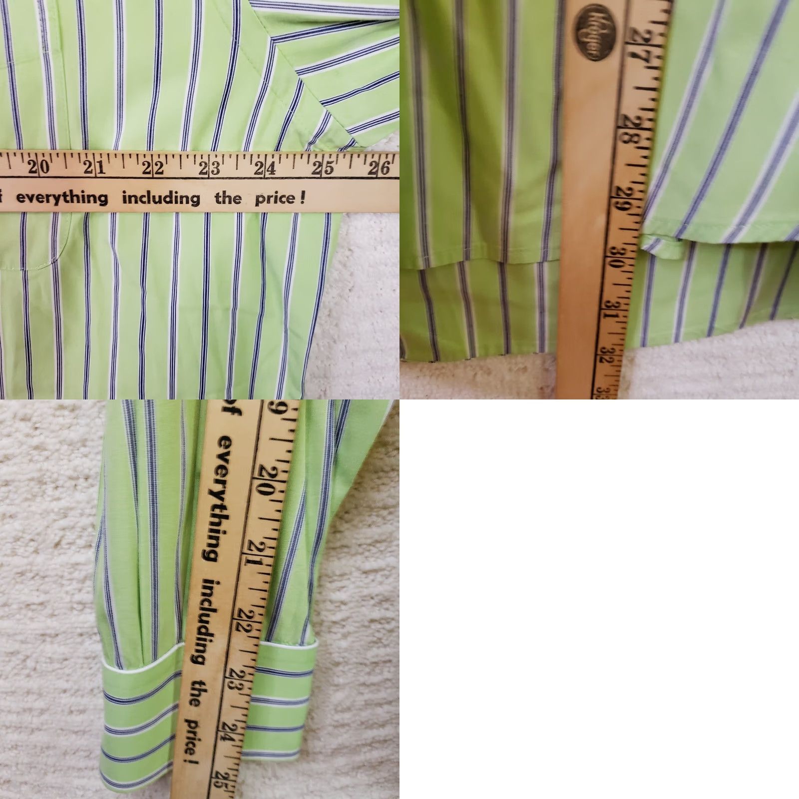 Vintage Donald Ross Shirt Men's L Green Striped Dress Button Up Size 42R - 9 Thumbnail