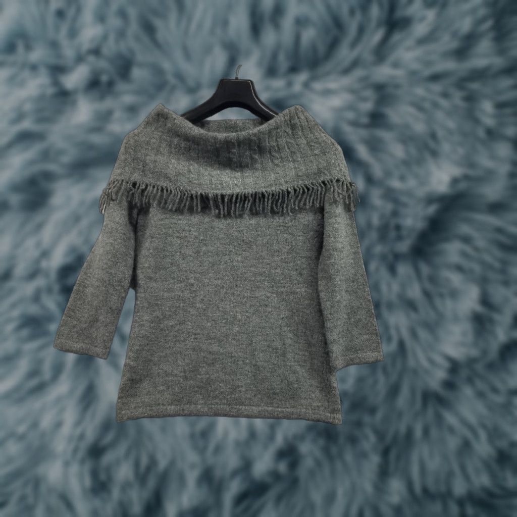 Vintage Marisa Christina Sweater Womens Gray Off Shoulder Cowl Neck 3/4 Sleeve Size S Knit Pullover Womens Gray Size S / US 4 / IT 40 - 1 Thumbnail