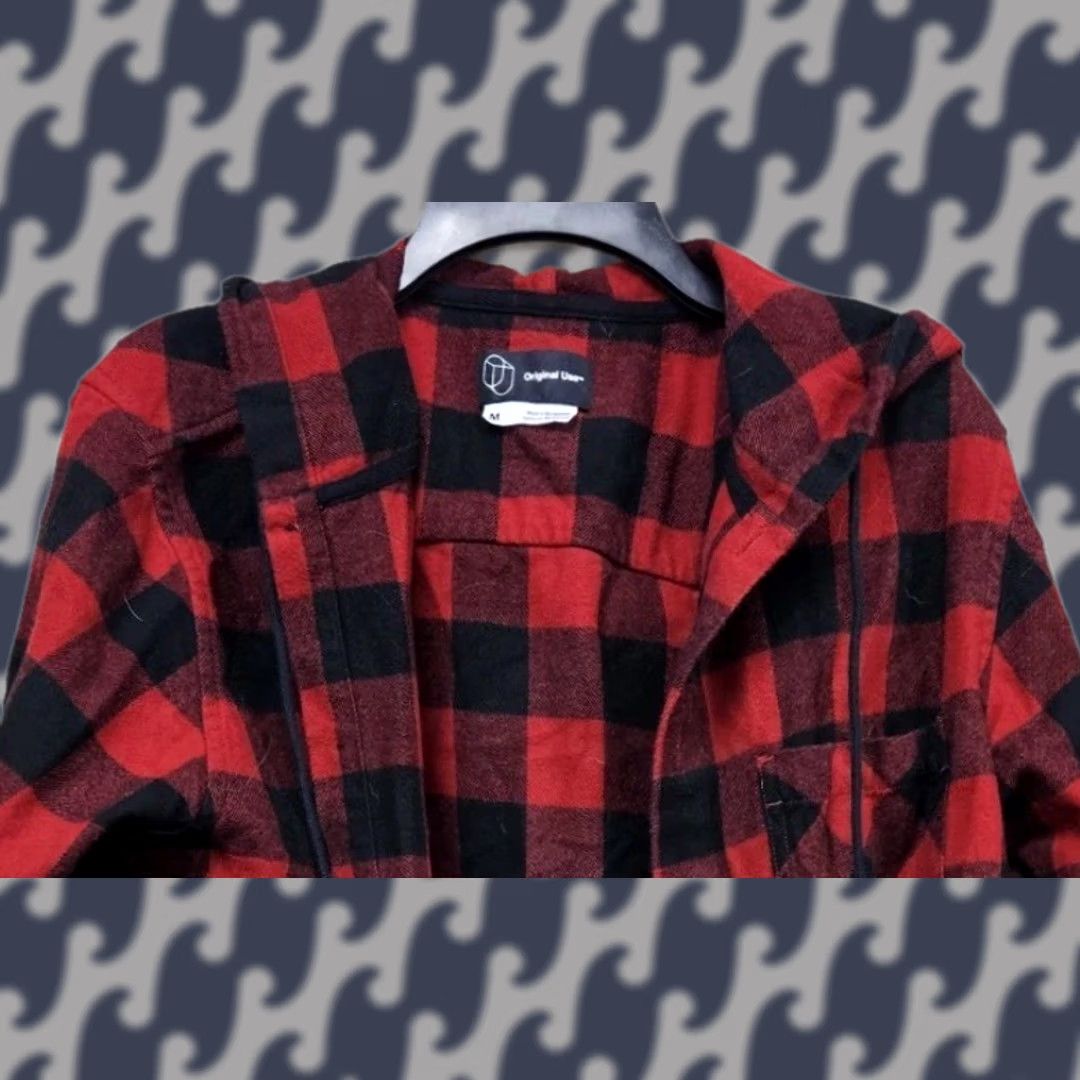 Vintage Original Use Flannel Shirt Jacket Hooded Red Buffalo Plaid Mens Medium M Size US M / EU 48-50 / 2 - 1 Thumbnail