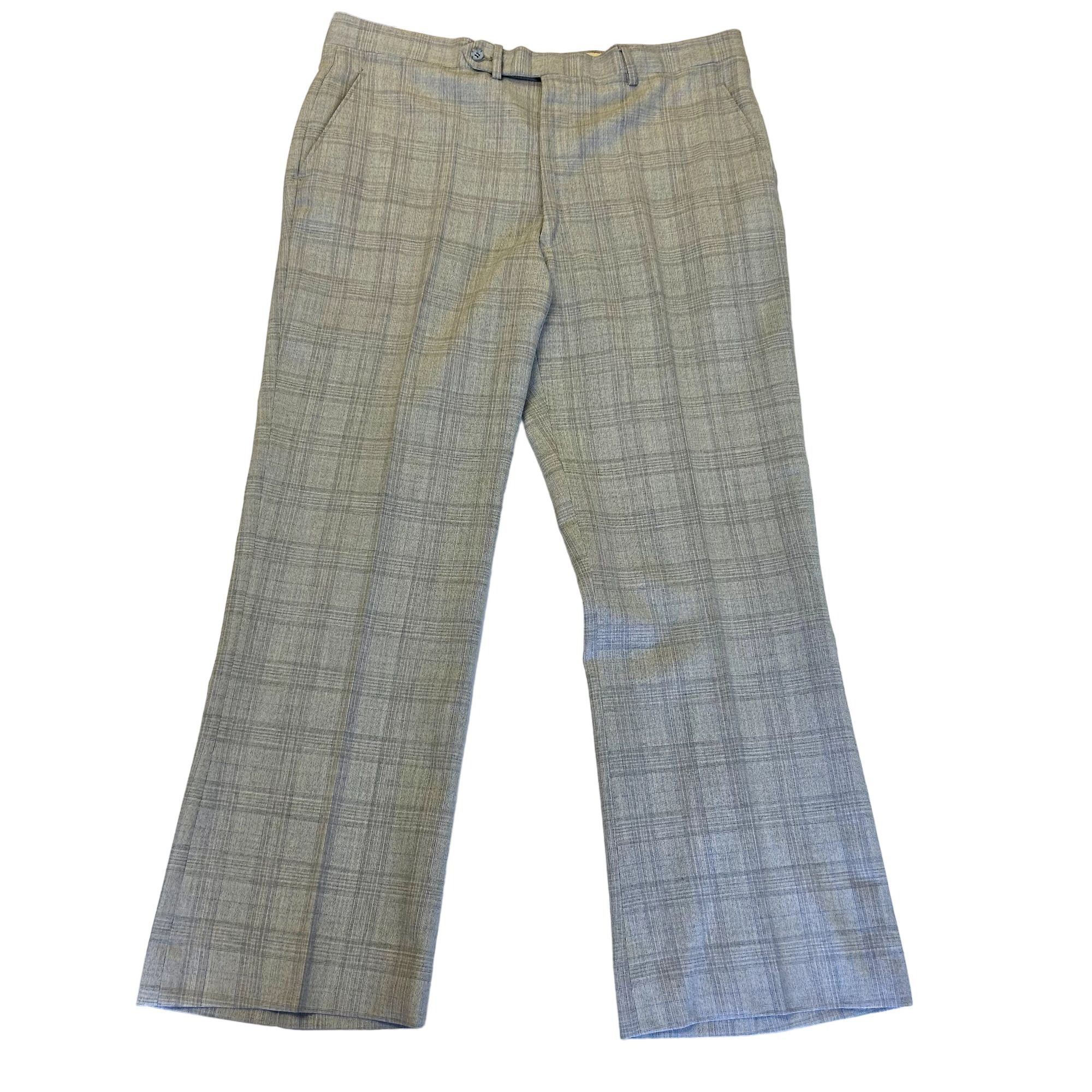 70's House of Pimlico MOD Gray Blue OVERCHECK Wool Suit 42 L