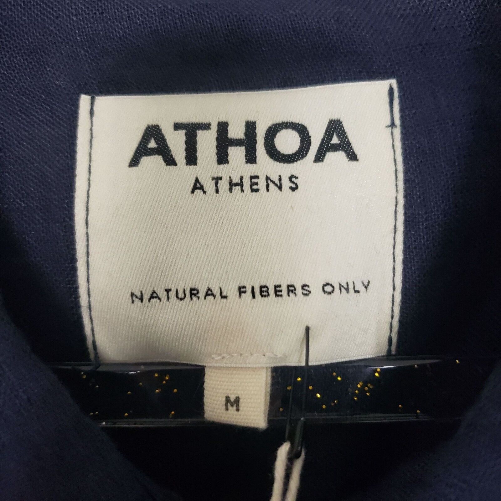 Designer NEW Athoa Athens Linen Shirt Mens Size Medium Night Blue Size M / US 6-8 / IT 42-44 - 6 Thumbnail