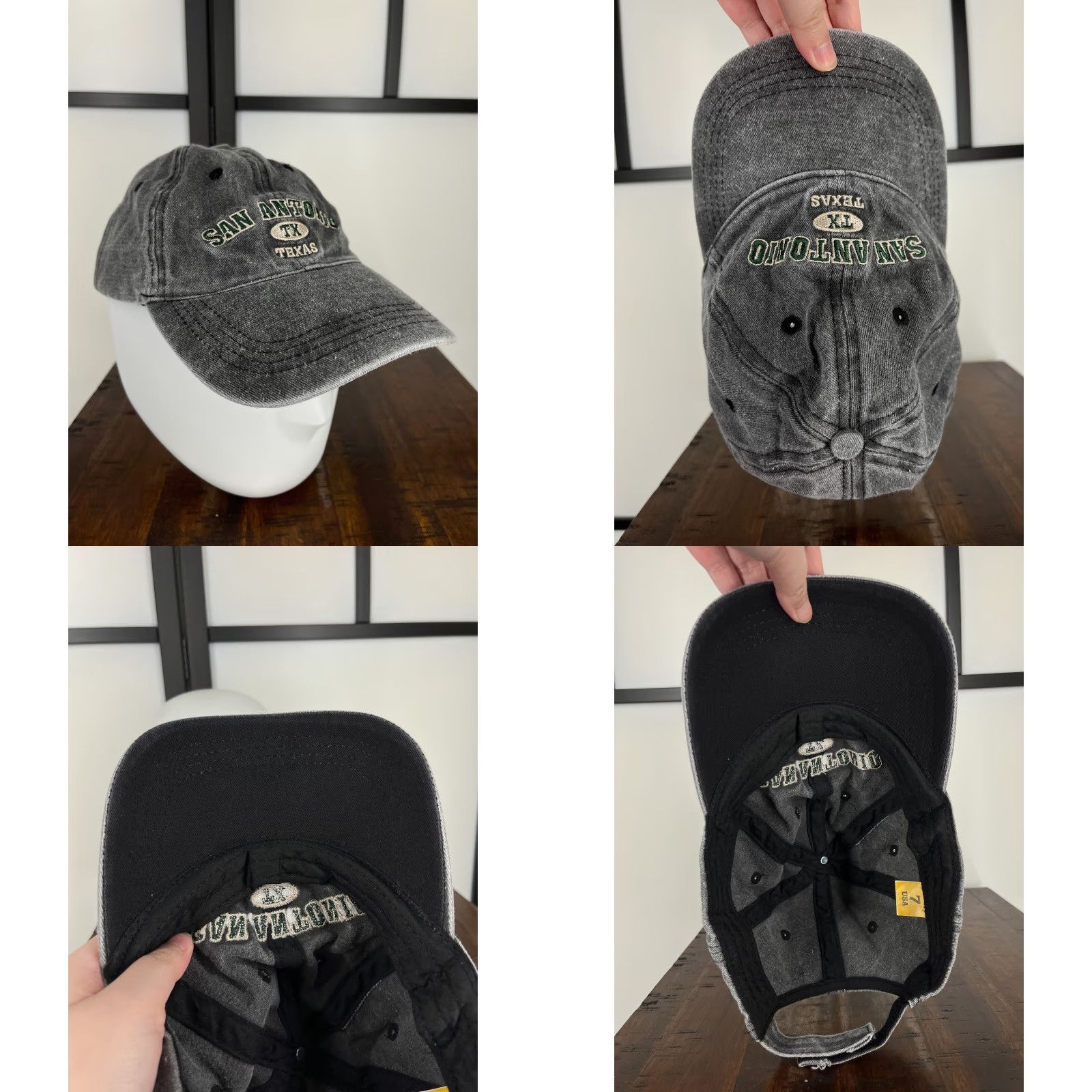 Vintage Lucky 7 Hat/Cap Adult One Size Gray Cotton Twill Strap Back Denim Look Casual Outdoor Baseball Cap Size ONE SIZE - 8 Thumbnail