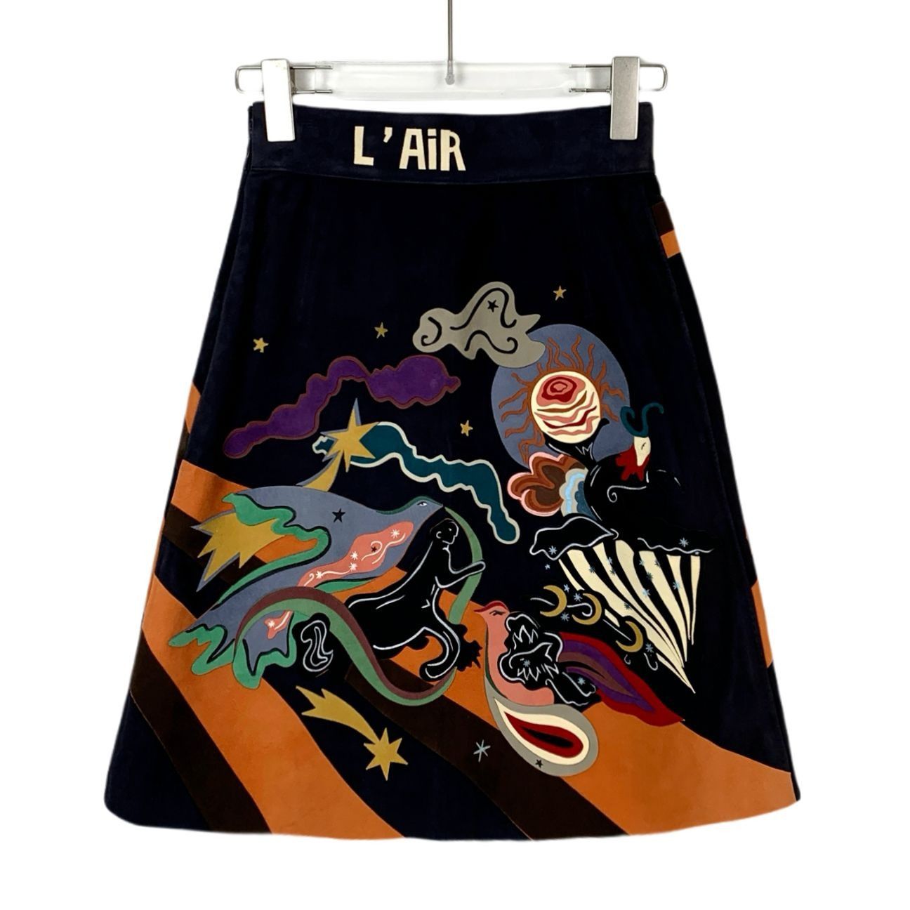 Dior Christian Dior Black Logo Painted Lambskin & Silk Skirt (Siz Size 34" / US 12 / IT 48 - 7 Thumbnail