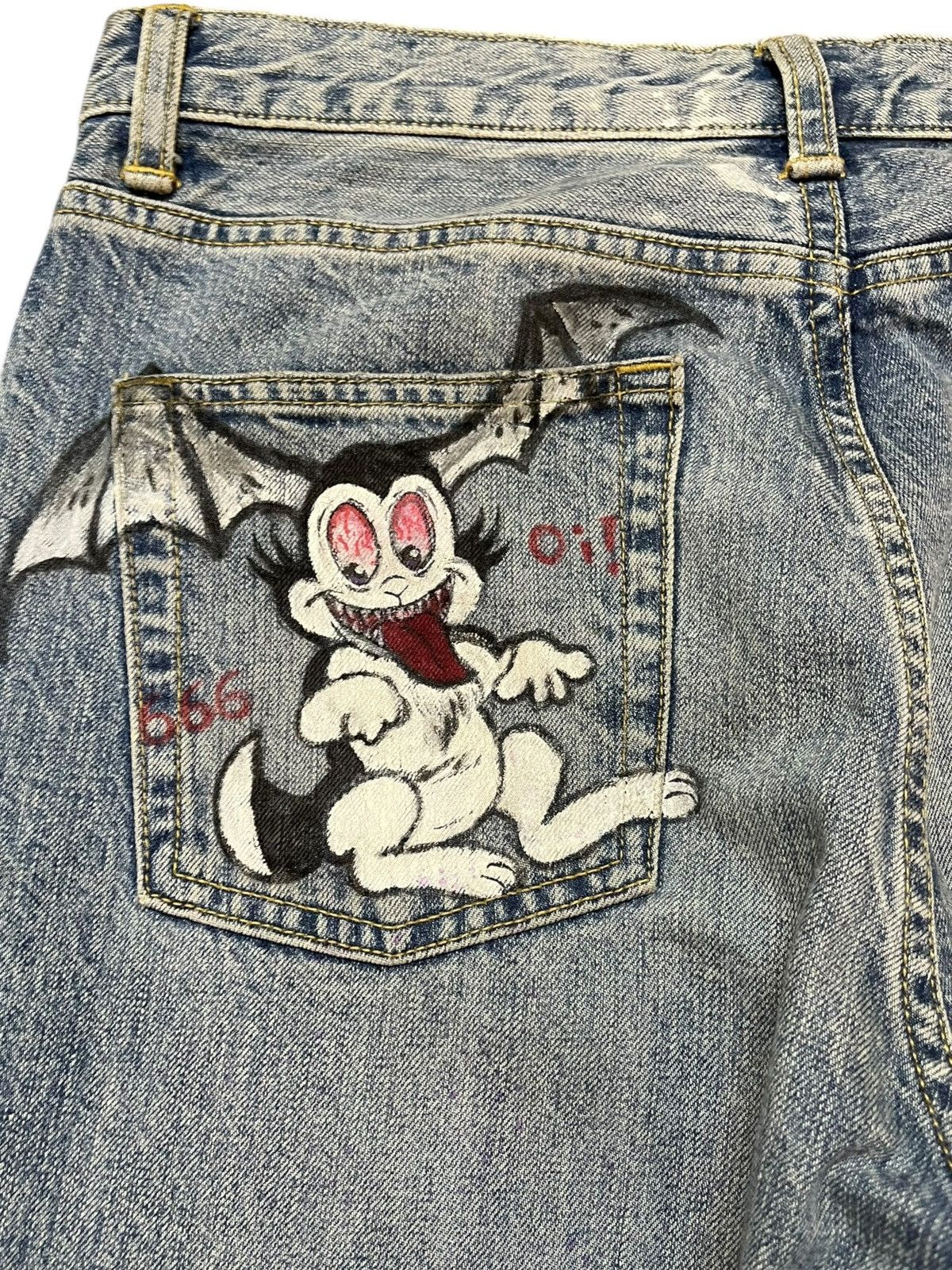 GU Vintage GU Sketch Drawing Faded Denim Size US 30 / EU 46 - 7 Thumbnail