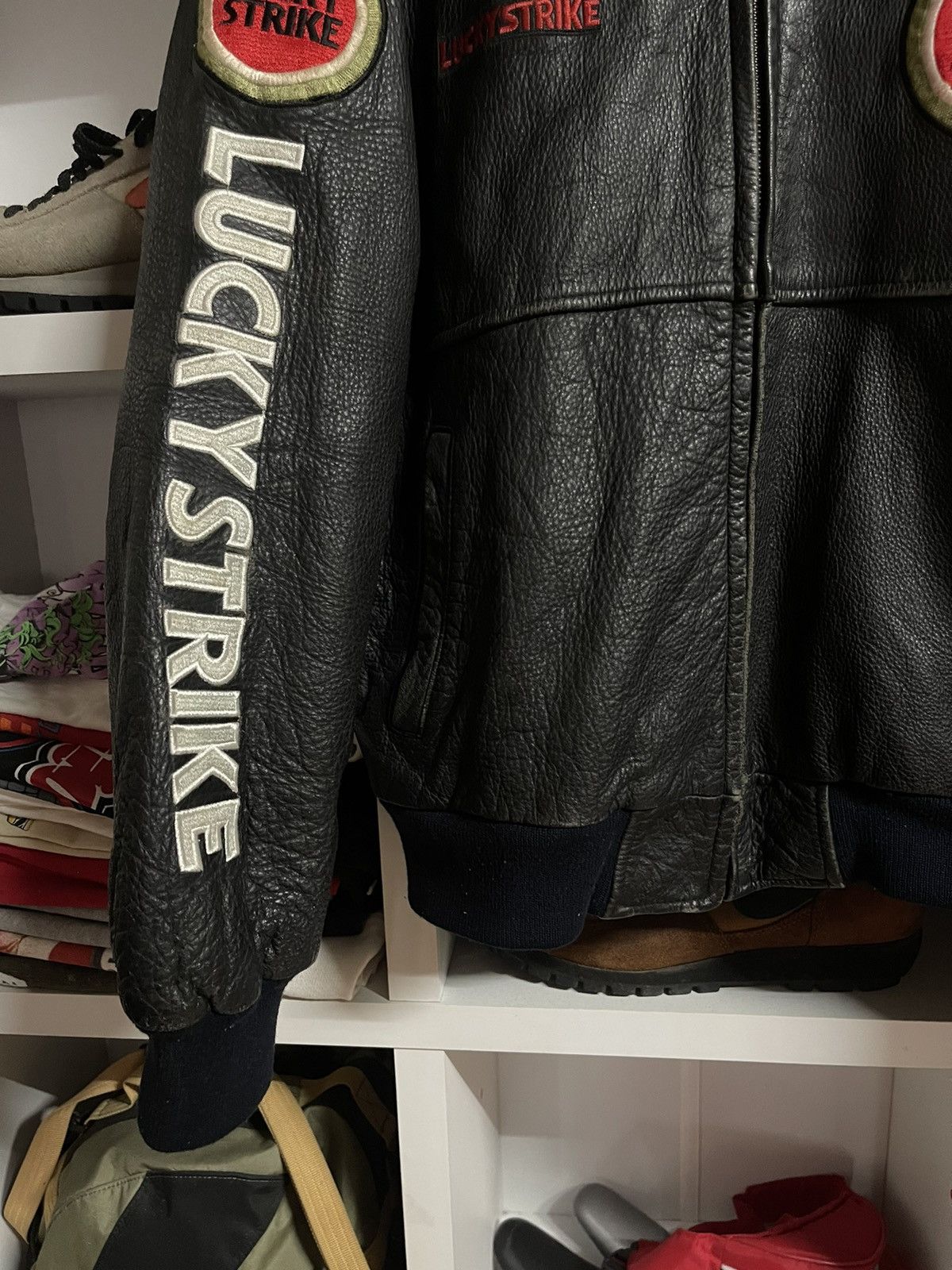 Vintage Vtg Lucky Strike Big Logo Leather Jacket Size US S / EU 44-46 / 1 - 8 Thumbnail