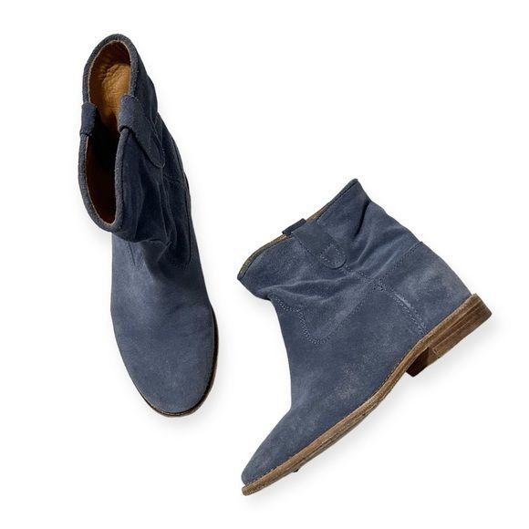Isabel Marant Isabel Marant Crisi Ankle Boots in Light Blue Suede, Size 36 Size US 6 / IT 36 - 6 Thumbnail