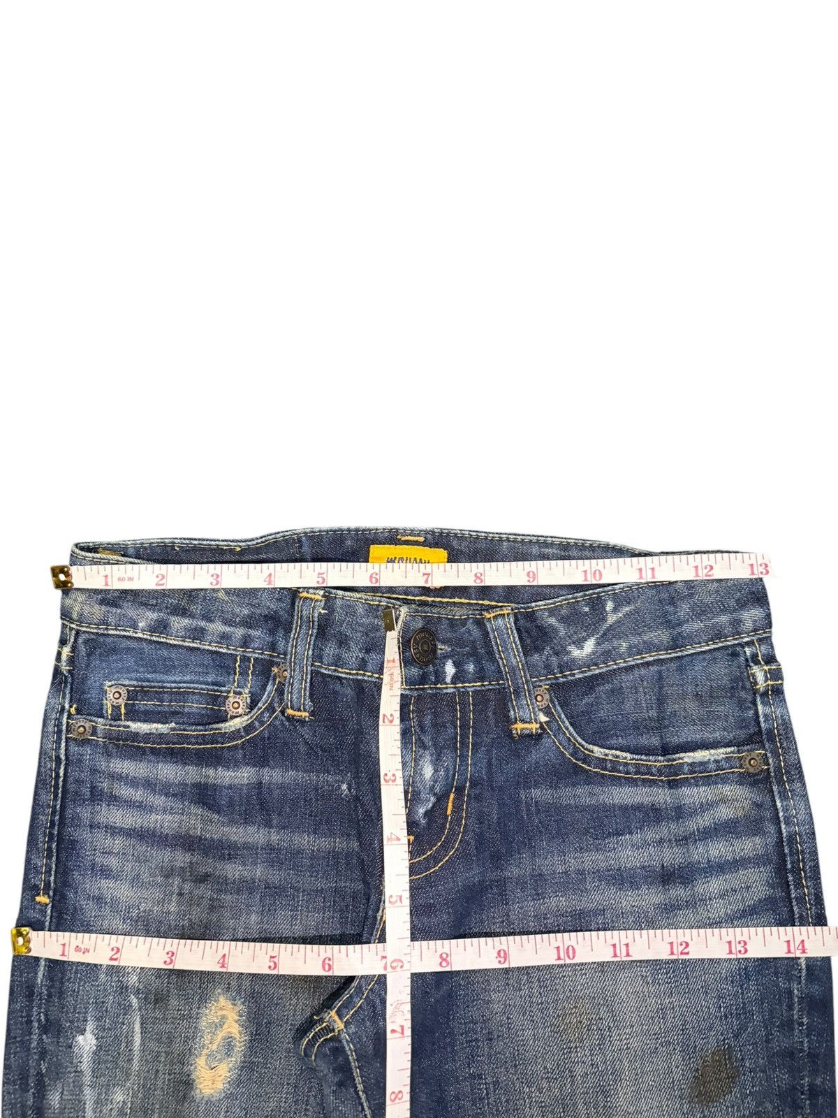 MOUSSY Vintage Moussy Faded Wash Distress Low Rise Flare Jeans Size 26" / US 2 / IT 38 - 6 Thumbnail