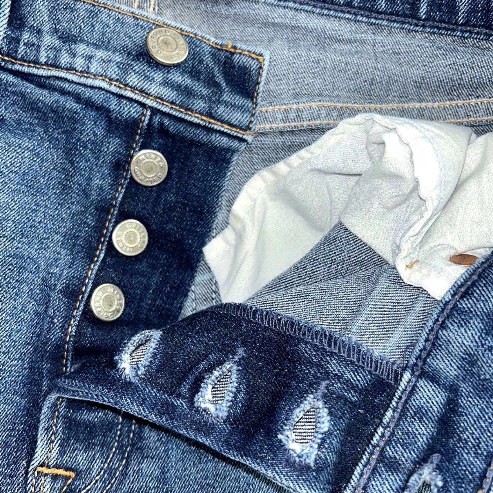 GRLFRND VINTAGE Grlfrnd Karolina Jeans Close to You Blue 29x27 90s USA Womens High Rise Denim Slim Fit 5-Pocket Cotton Buttons Logo Baggy? Size 29" - 4 Thumbnail