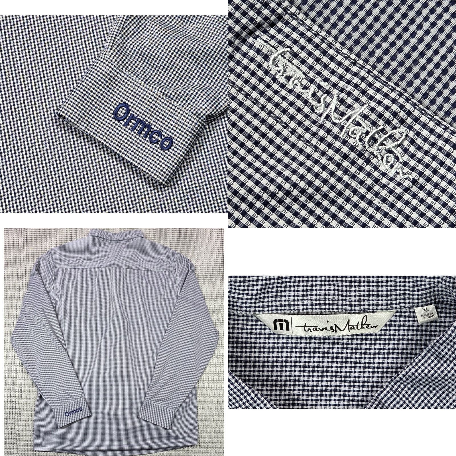 TravisMathew Travis Mathew Shirt Mens XL Black White Check Button Up Long Sleeve Performance Size US XL / EU 56 / 4 - 8 Thumbnail