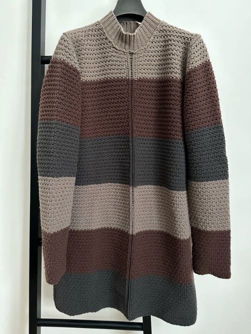 image of Rick Owens Mastodon Striped Heavy Sweater in Drk/Mac/Dna, Men's (Size Medium)