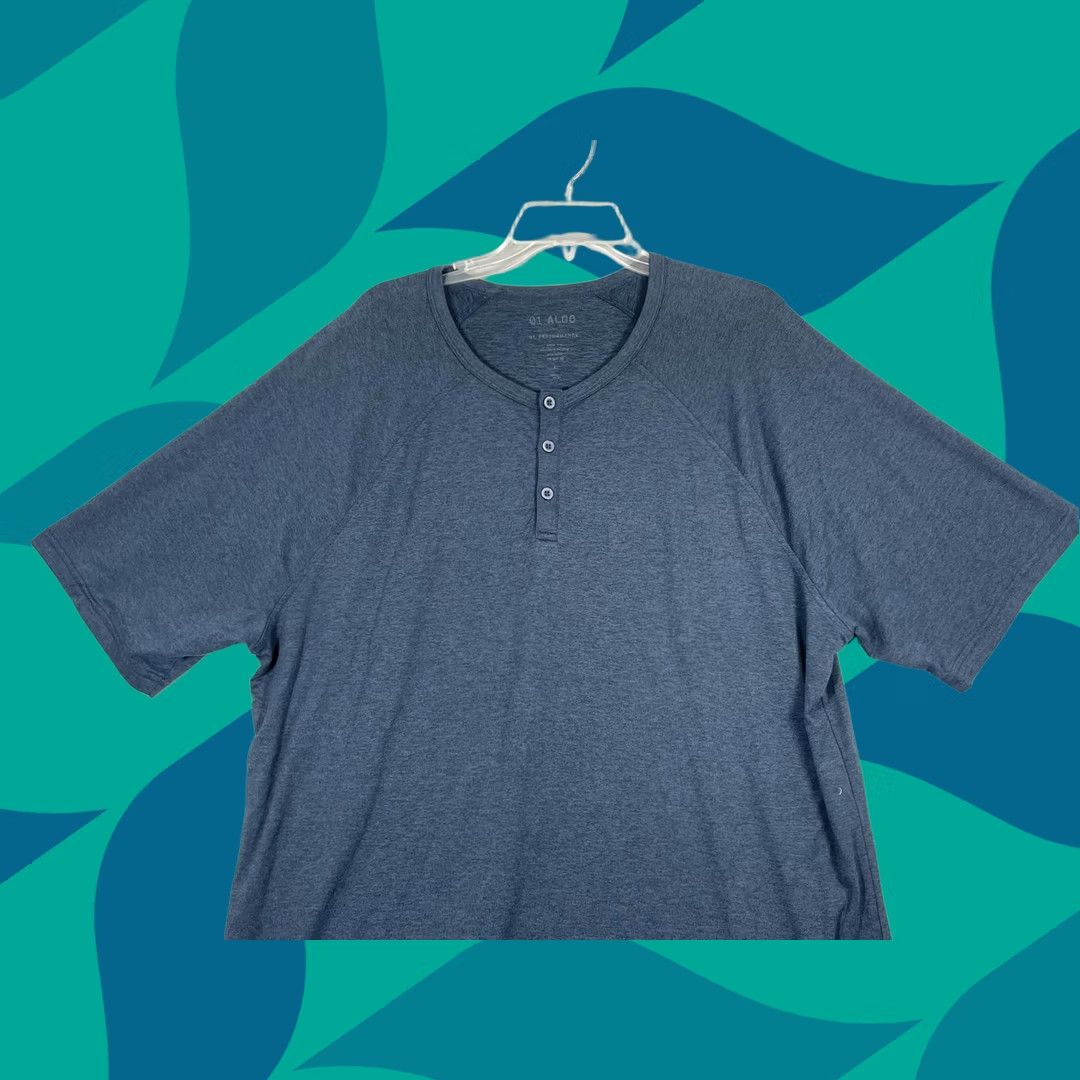 Vintage 01.ALGO Shirt Mens XL Blue Short Sleeve Henley Performance T-Shirt Tagless Size US XL / EU 56 / 4 - 1 Thumbnail