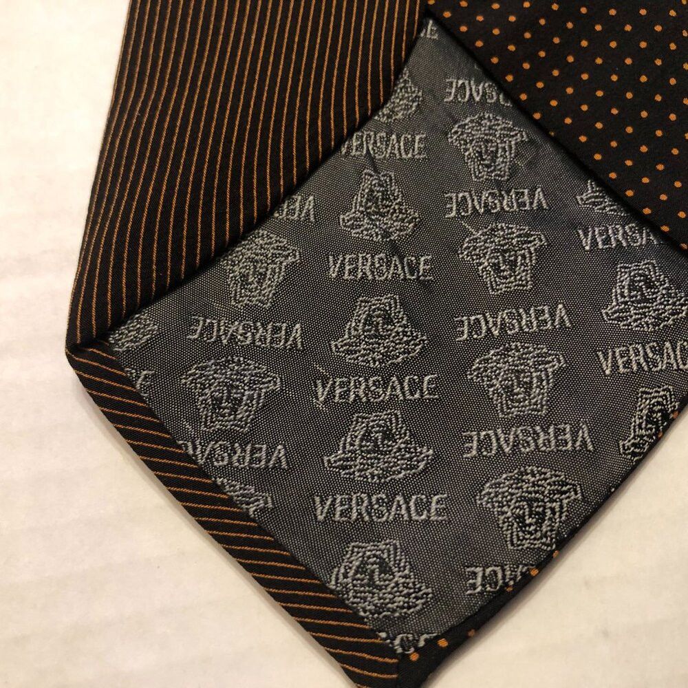 Versace VERSACE MEN'S BLACK 100%SILK TIE 3 5/8" X 60" MADE IN ITALY Size ONE SIZE - 6 Thumbnail