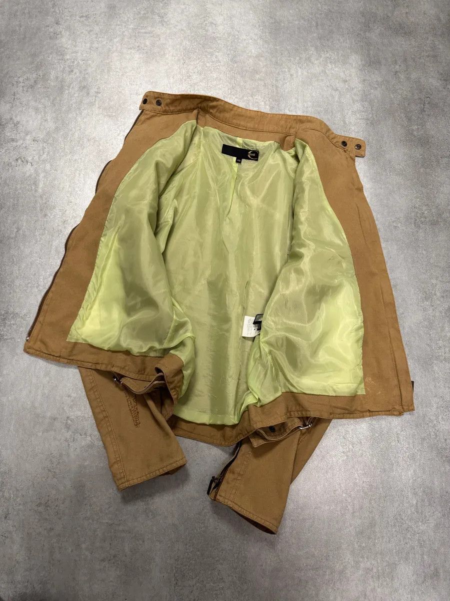 Just Cavalli × Vintage SS2004 Cavalli Biker Structured Beige Denim Jacket Size US S / EU 44-46 / 1 - 5 Thumbnail