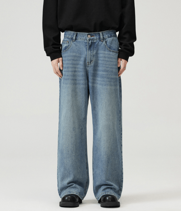 Japanese Brand × Jean Light blue loose wide-leg washed baggy jeans for men Size US 32 / EU 48 - 1 Thumbnail