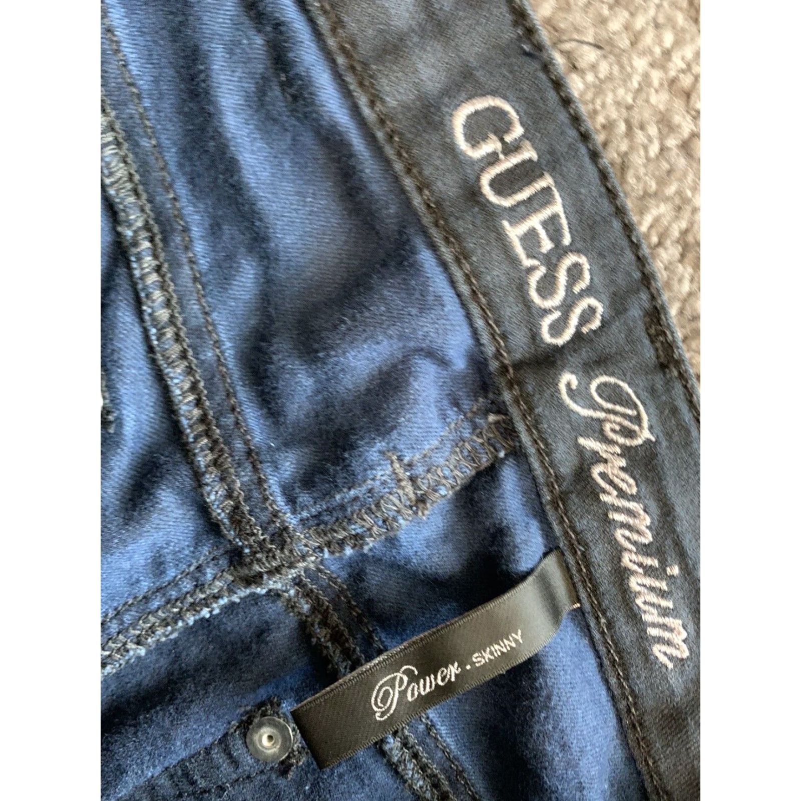 Guess Guess Premium Jeans Power Skinny Blue Solid Denim Casual Stretch Straight 25 Size 42" / US 20 - 3 Thumbnail