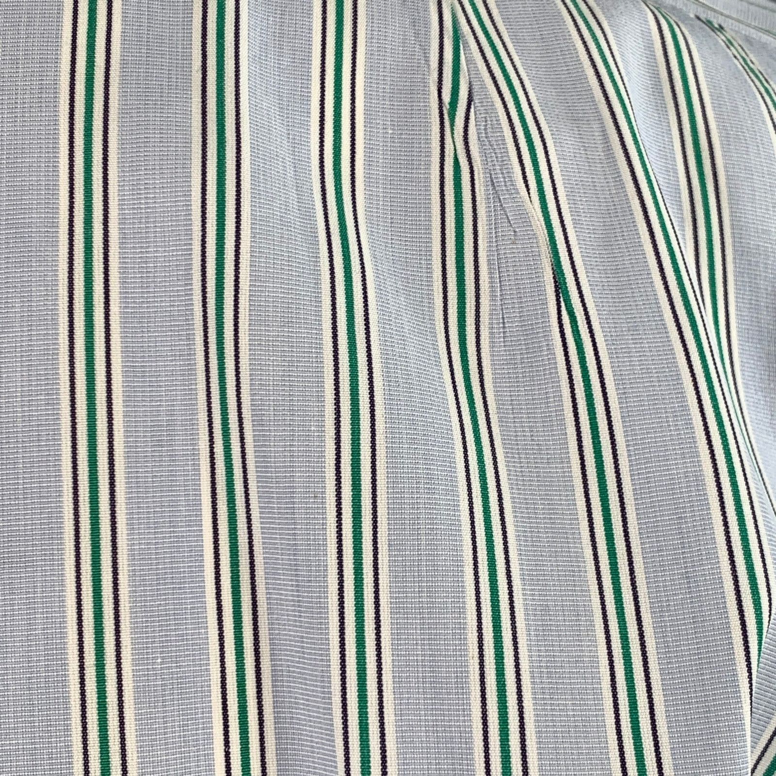 Turnbull & Asser Blue Green Stripe Cotton French Cuff Long Sleeve Shirt Size US L / EU 52-54 / 3 - 5 Thumbnail