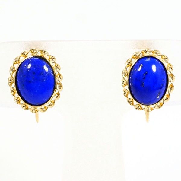 Luxuness 18K Yellow Gold Lapis Lazuli Earrings Jewelry Metal Earrings, Women's