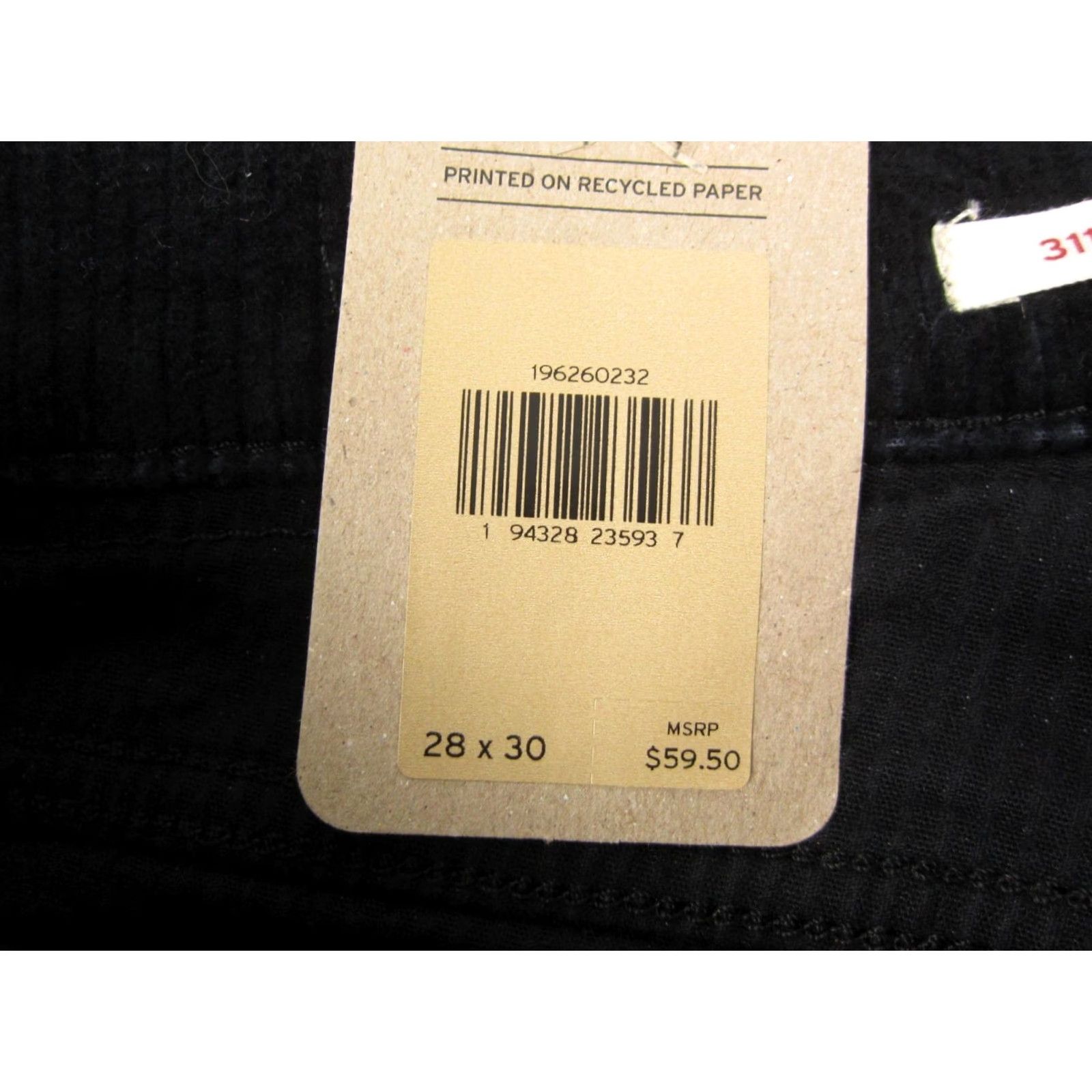 Levi's Levi's 311 Shaping Skinny Jeans Womens 29 x 28 Black Corduroy Cotton Button Zip Pockets Regular Stretch Size 29" - 5 Thumbnail