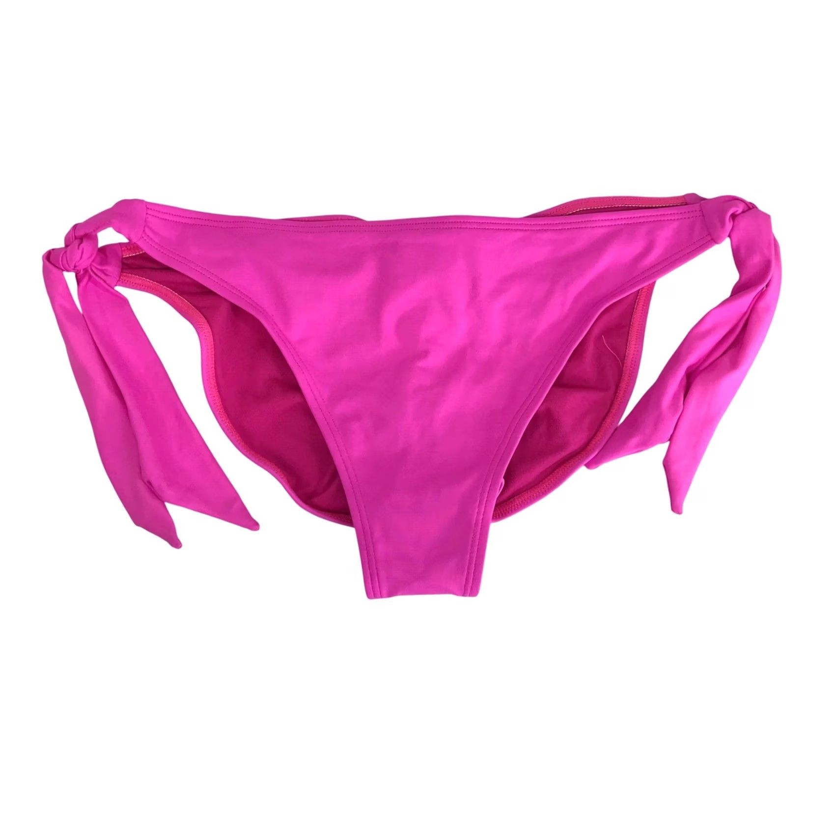 Vintage VINTAGE? No — (Original is not vintage) Frederick's of Hollywood Hot Pink Side Tie Ruched Bikini Bottom 1X/2X NWT Size 40" / US 18 - 2 Thumbnail