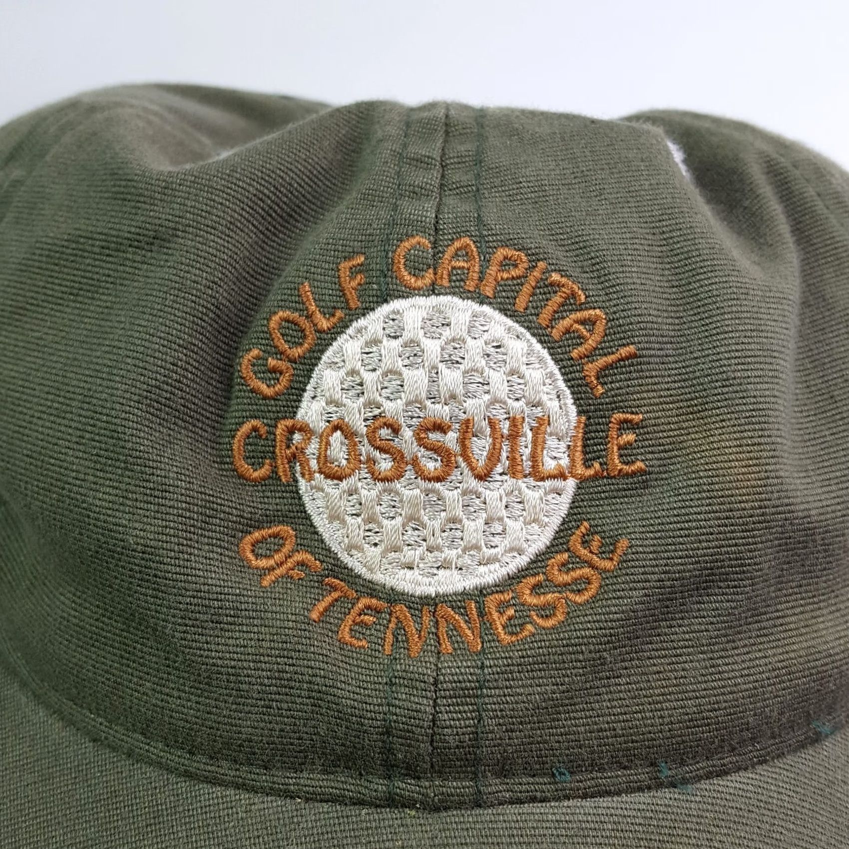 Vintage VINTAGE Crossville Golf PGA Stretch Outdoor Sports Hat Baseball Cap Mens Green 90s Town Talk Vintage Hat Size ONE SIZE - 4 Thumbnail