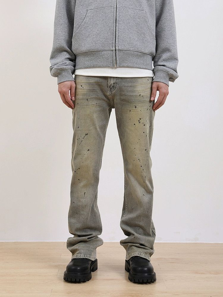 Jean × Vintage washed faded paint punk grunge bootcut jeans Size US 32 / EU 48 - 2 Thumbnail