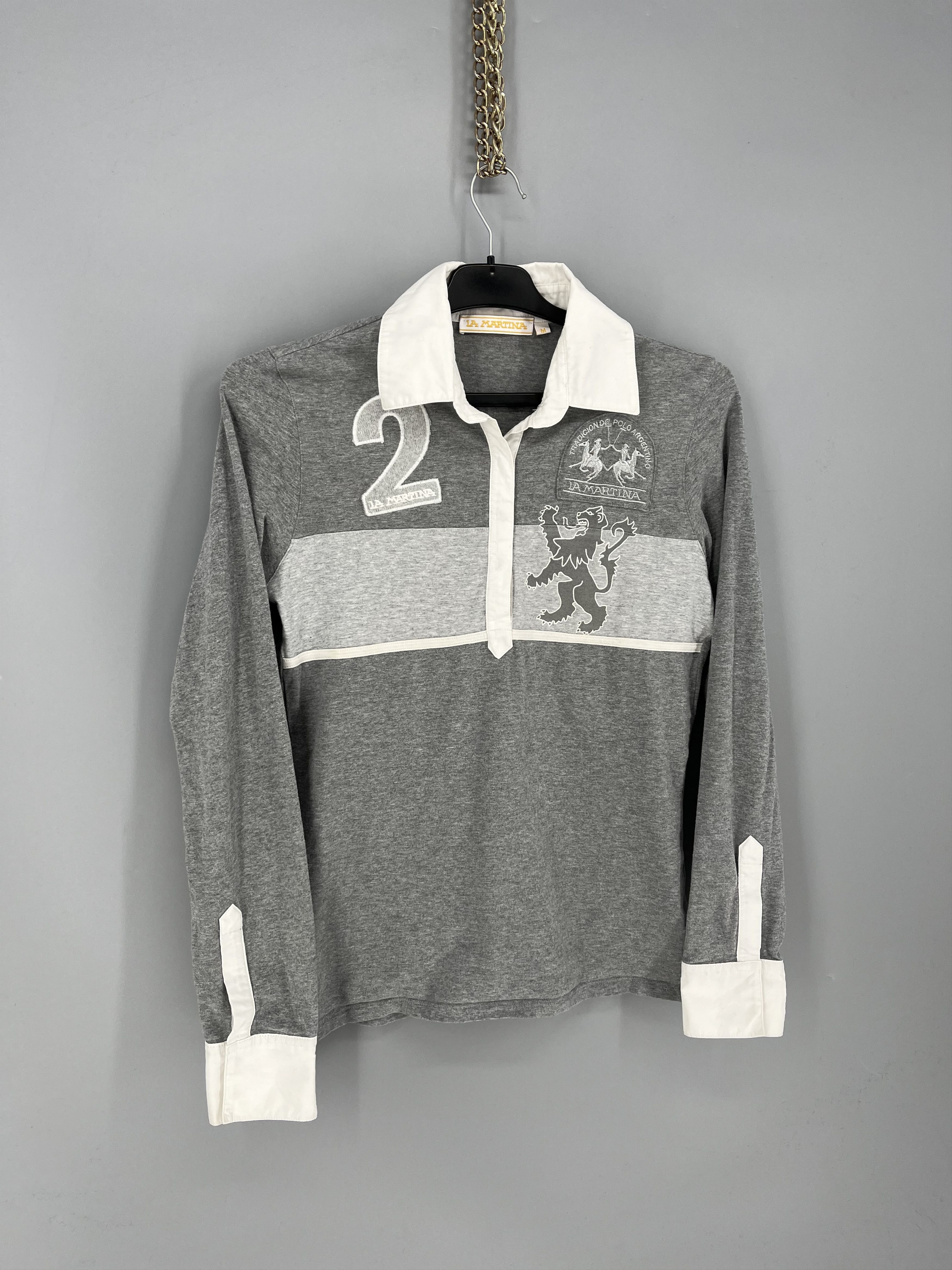 La Martina VTG La Martina Saddlery Gray Long Sleeve Polo Shirt Size M Size M / US 6-8 / IT 42-44 - 2 Thumbnail