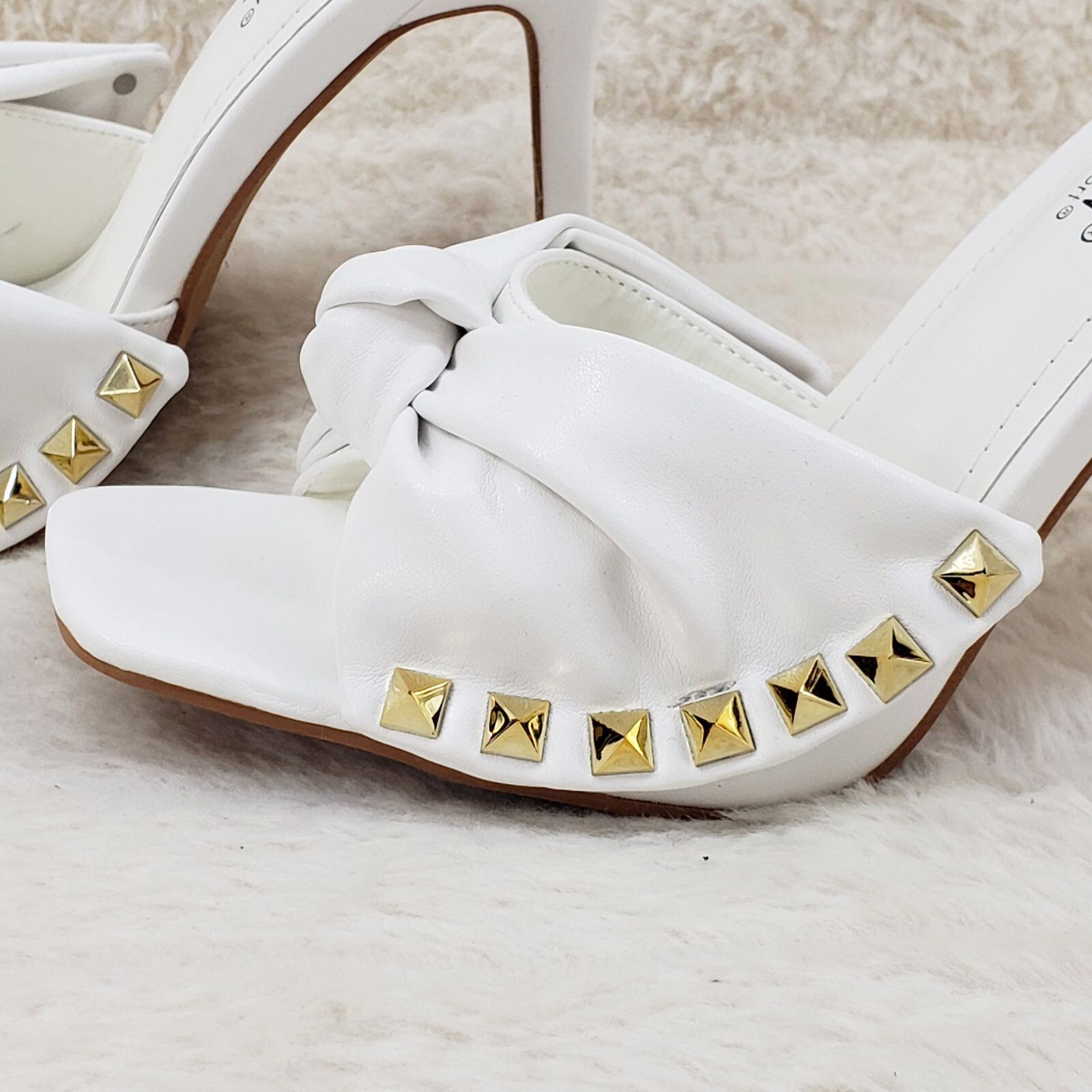 Other Darian Slip On White Open Toe High Heel Clogs Mules Slides ( Size US 10 / IT 40 - 2 Thumbnail