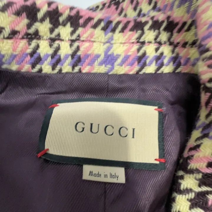 Gucci Gucci Pink Houndstooth Wool Cape Jacket-2507 Size S / US 4 / IT 40 - 9 Thumbnail