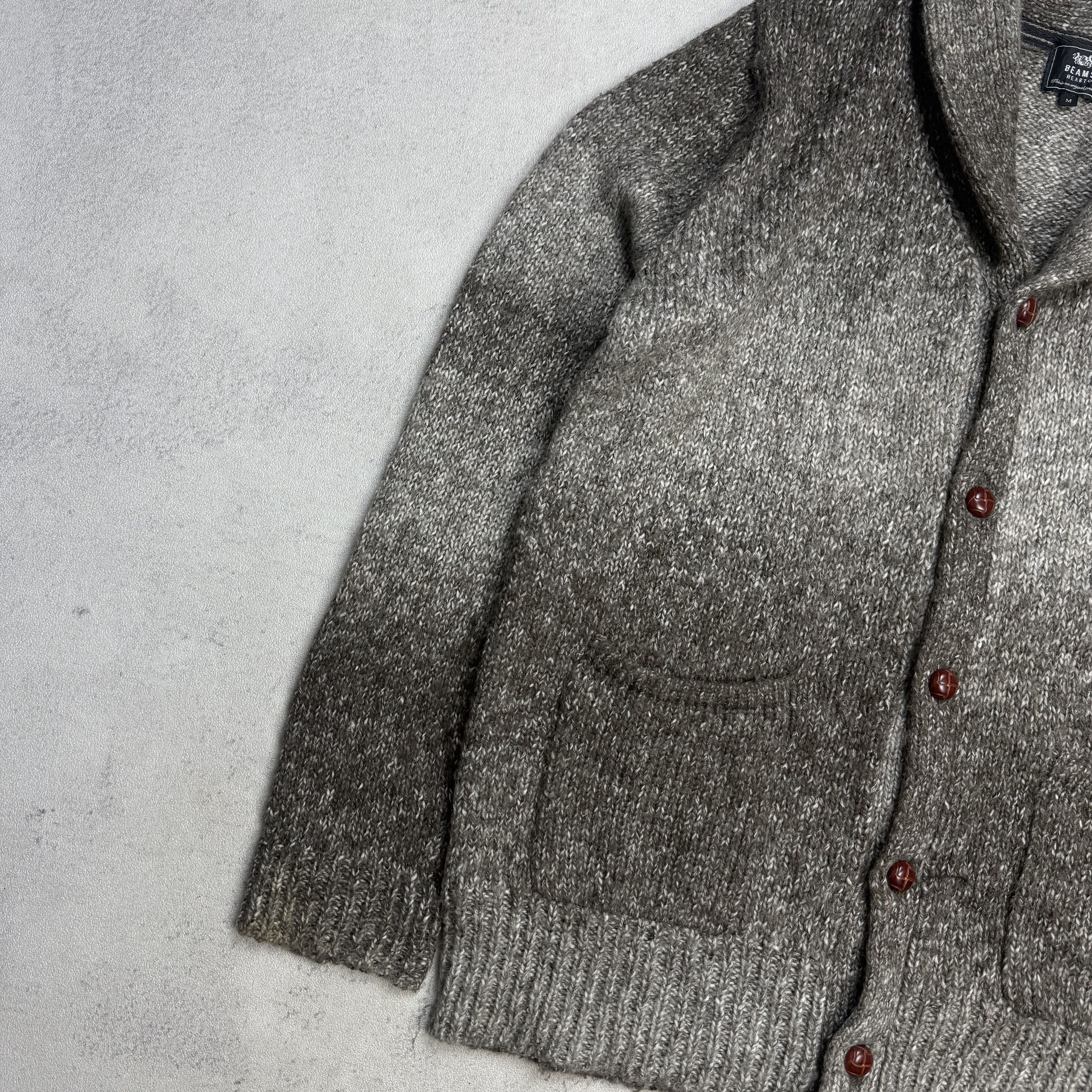 Beams Plus Beams Heart Shawl Collar Knit Cardigan Gradient Grey Size US M / EU 48-50 / 2 - 6 Thumbnail