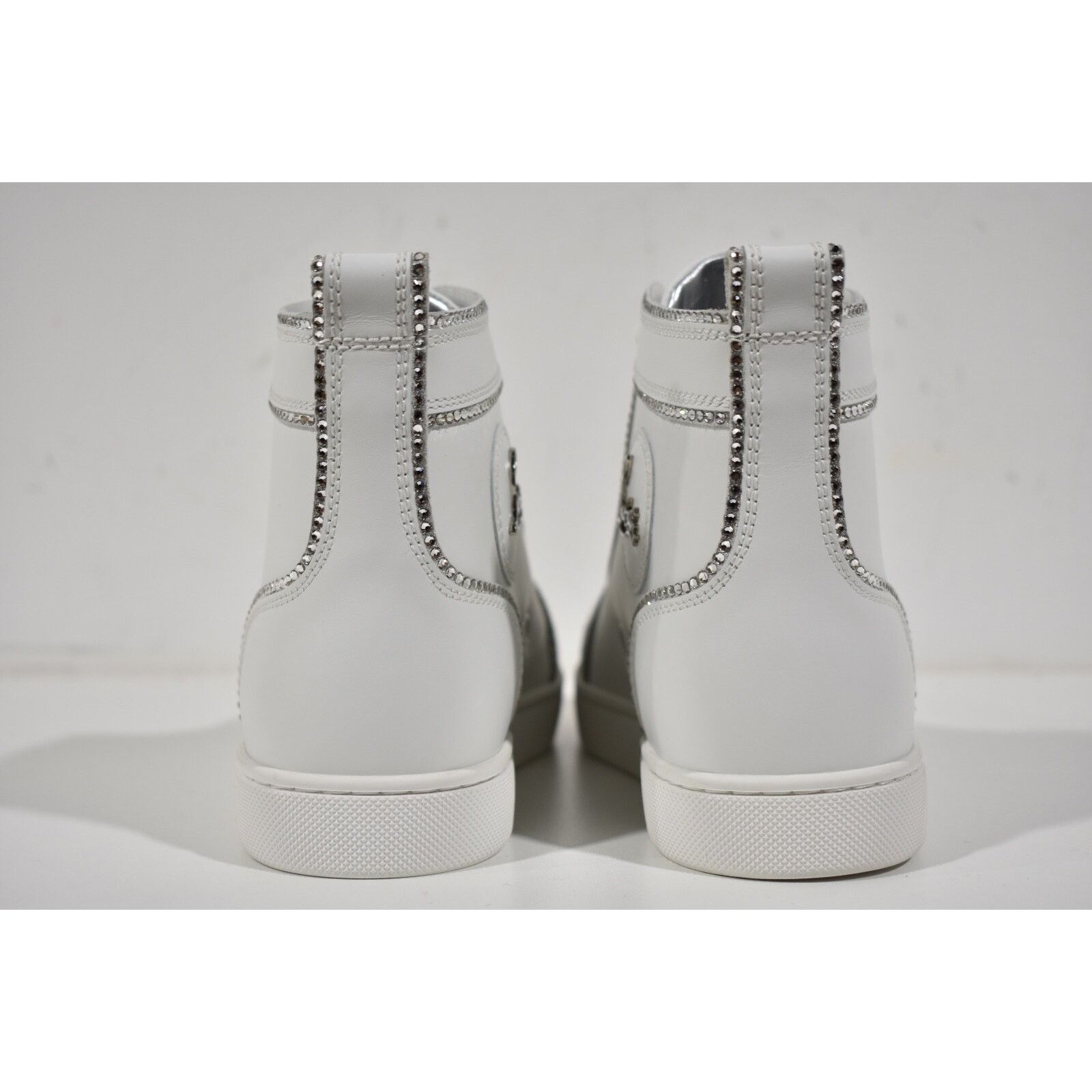 Christian Louboutin Louis Bordo Strass White Leather Flat High Top Sneaker 37.5 Size US 7.5 / IT 37.5 - 8 Thumbnail