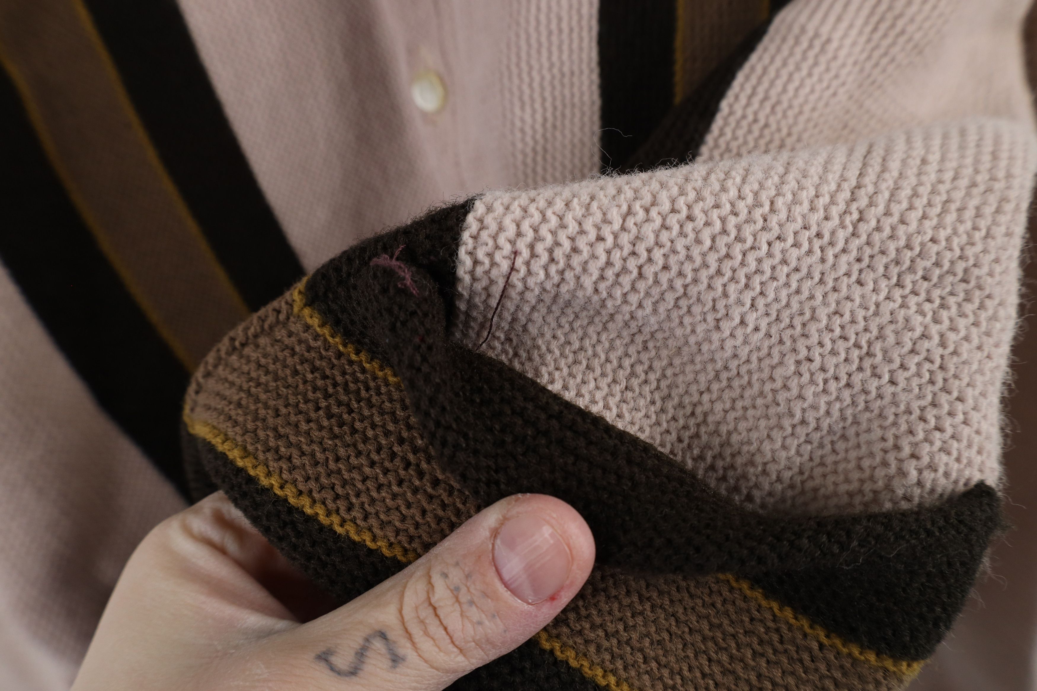 Vintage Vintage 50s 60s Rockabilly Block Knit Cardigan Sweater USA Size US L / EU 52-54 / 3 - 4 Thumbnail
