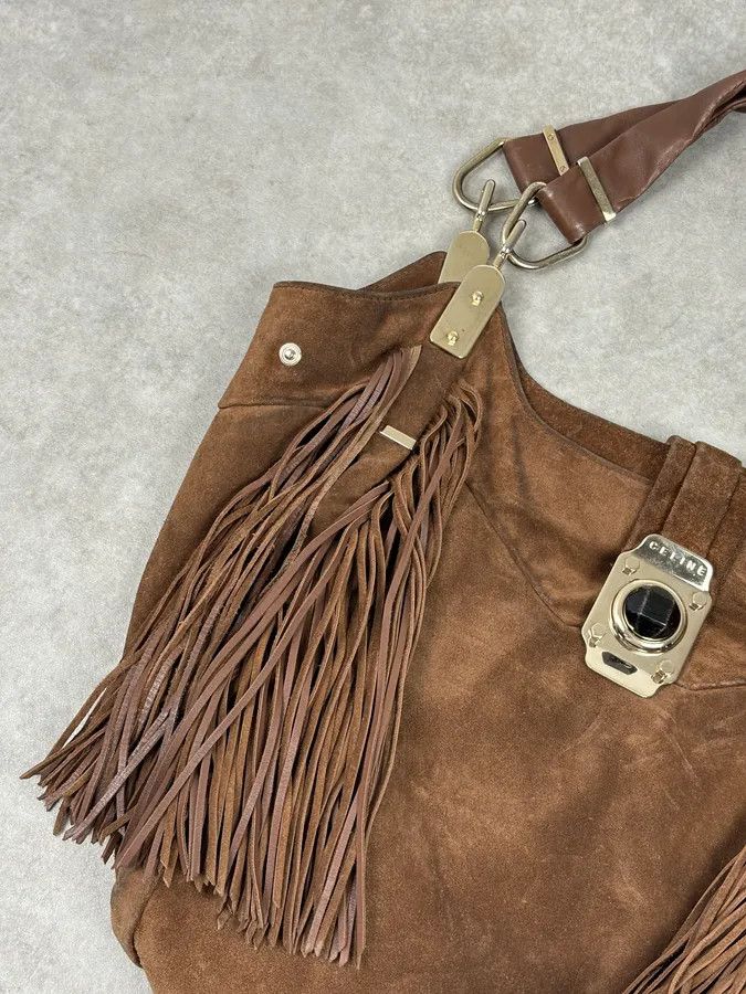 Celine 2000s Celine Brown Suede Fringe Shoulder Bag Size ONE SIZE - 5 Thumbnail