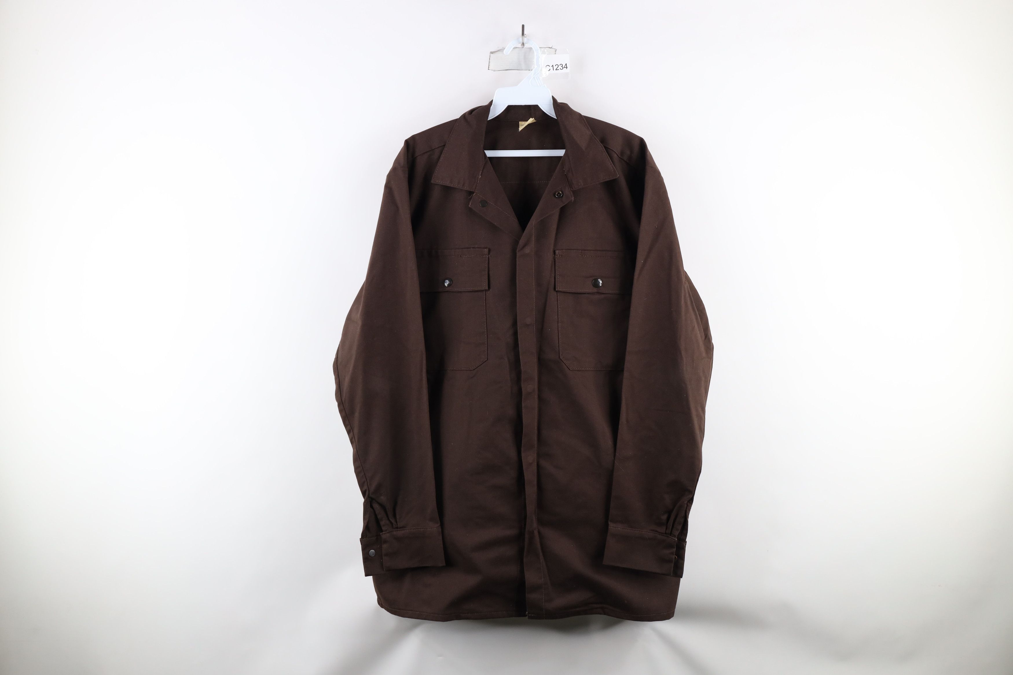 Vintage Vintage 90s Streetwear Work Button Shirt Brown USA Size US M / EU 48-50 / 2 - 1 Thumbnail