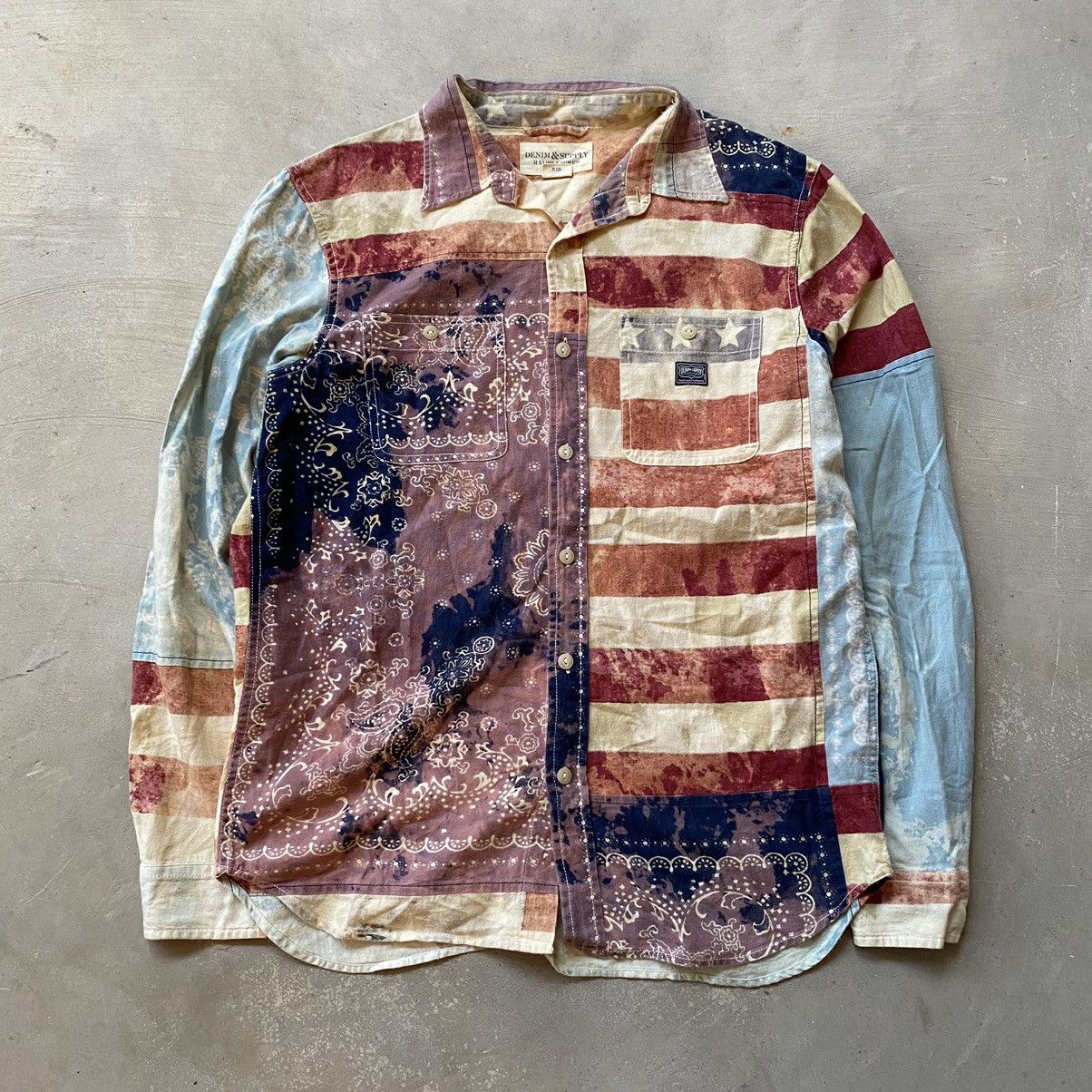 image of Rrl Ralph Lauren x Vintage Ralph Laurent Denim & Supply American Flag Shirt in Mix (Size Medium)