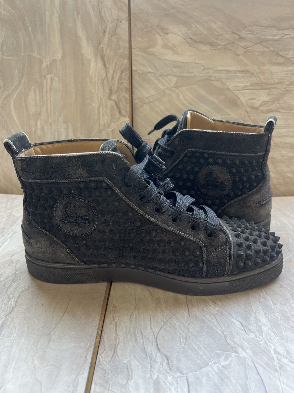 Christian Louboutin christian louboutin Hightop grey sneakers Size US 7 / EU 40 - 4 Thumbnail