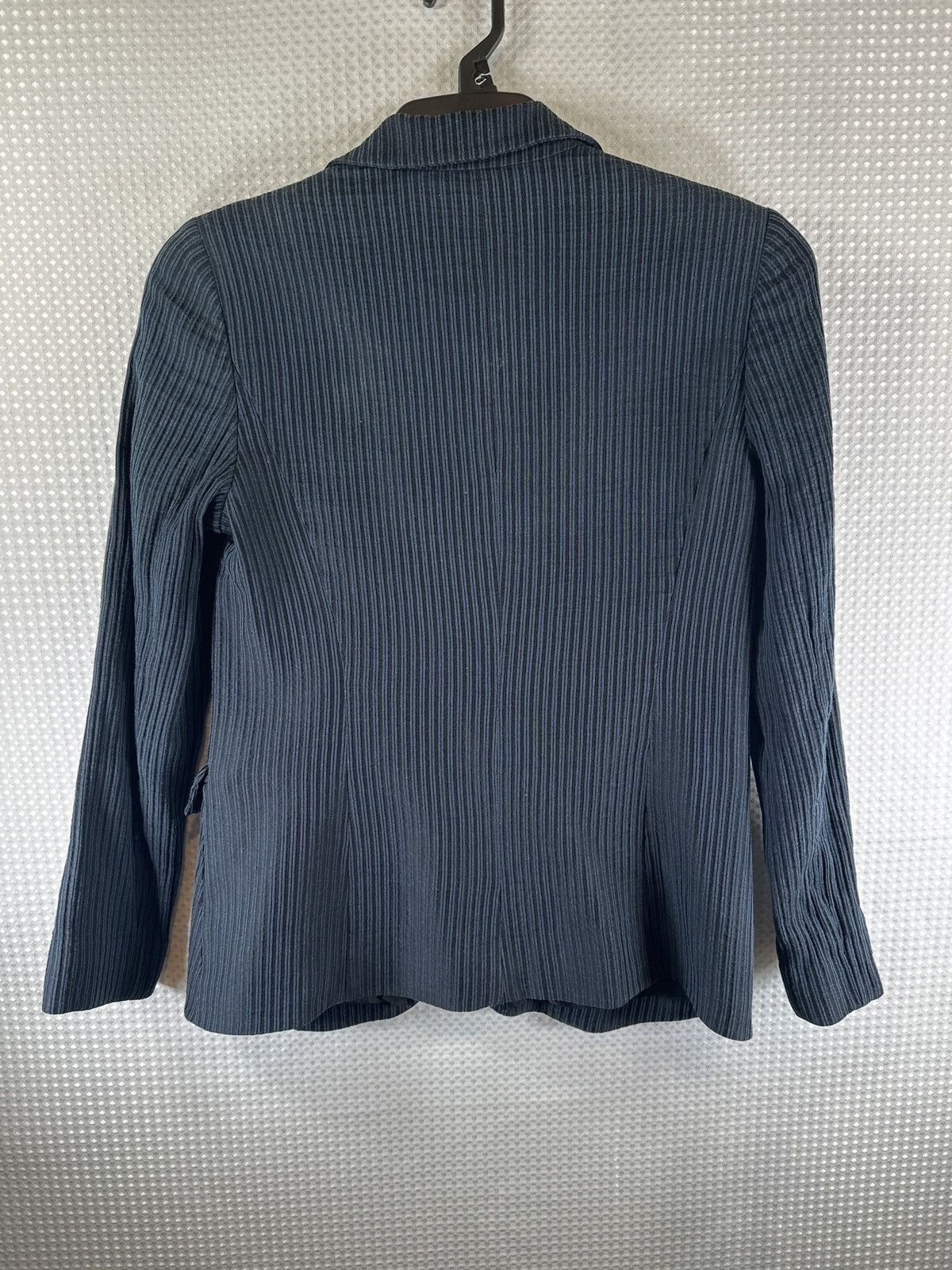 Emporio Armani Emporio Armani Black & Gray Ribbed Pinstripe Blazer Jacket Size XL / US 12-14 / IT 48-50 - 2 Thumbnail