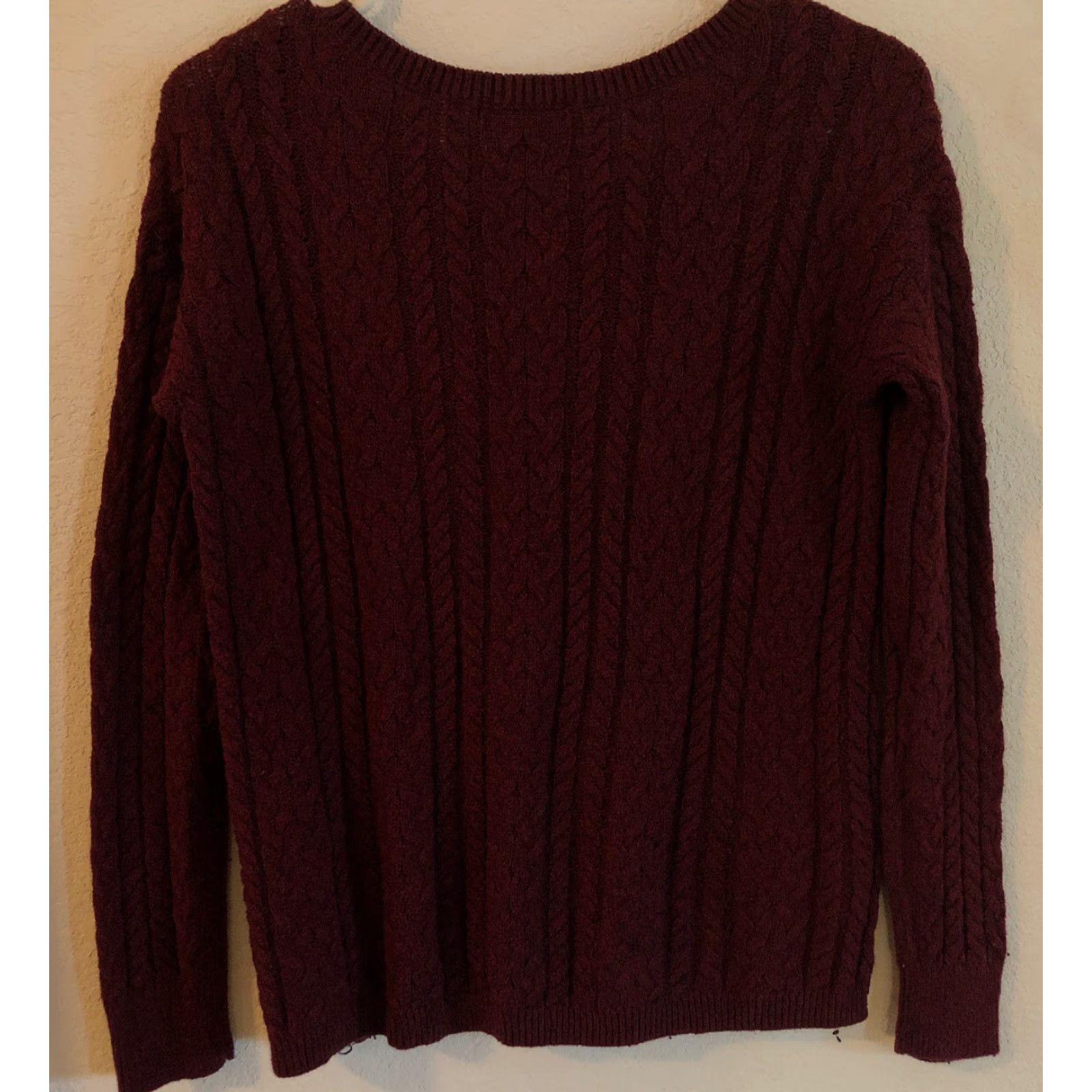 American Eagle Outfitters AMERICAN EAGLE Sweater Jrs. Medium Burgundy Maroon Side Zipper Accent Crew Neck M Womens Knits Pullover Long Sleeve Solid Purple Size M / US 6-8 / IT 42-44 - 4 Thumbnail