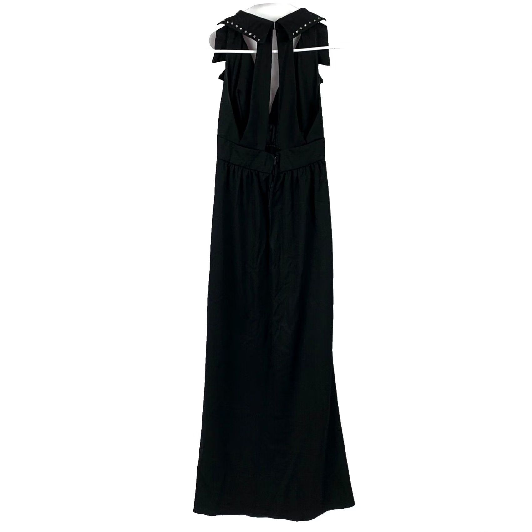 Vintage VINTAGE 90s Black Silver Collared Studded Long Formal Dress Juniors 9 Maxi Eveningwear Prom Dresses Womens Size M / US 6-8 / IT 42-44 - 7 Thumbnail