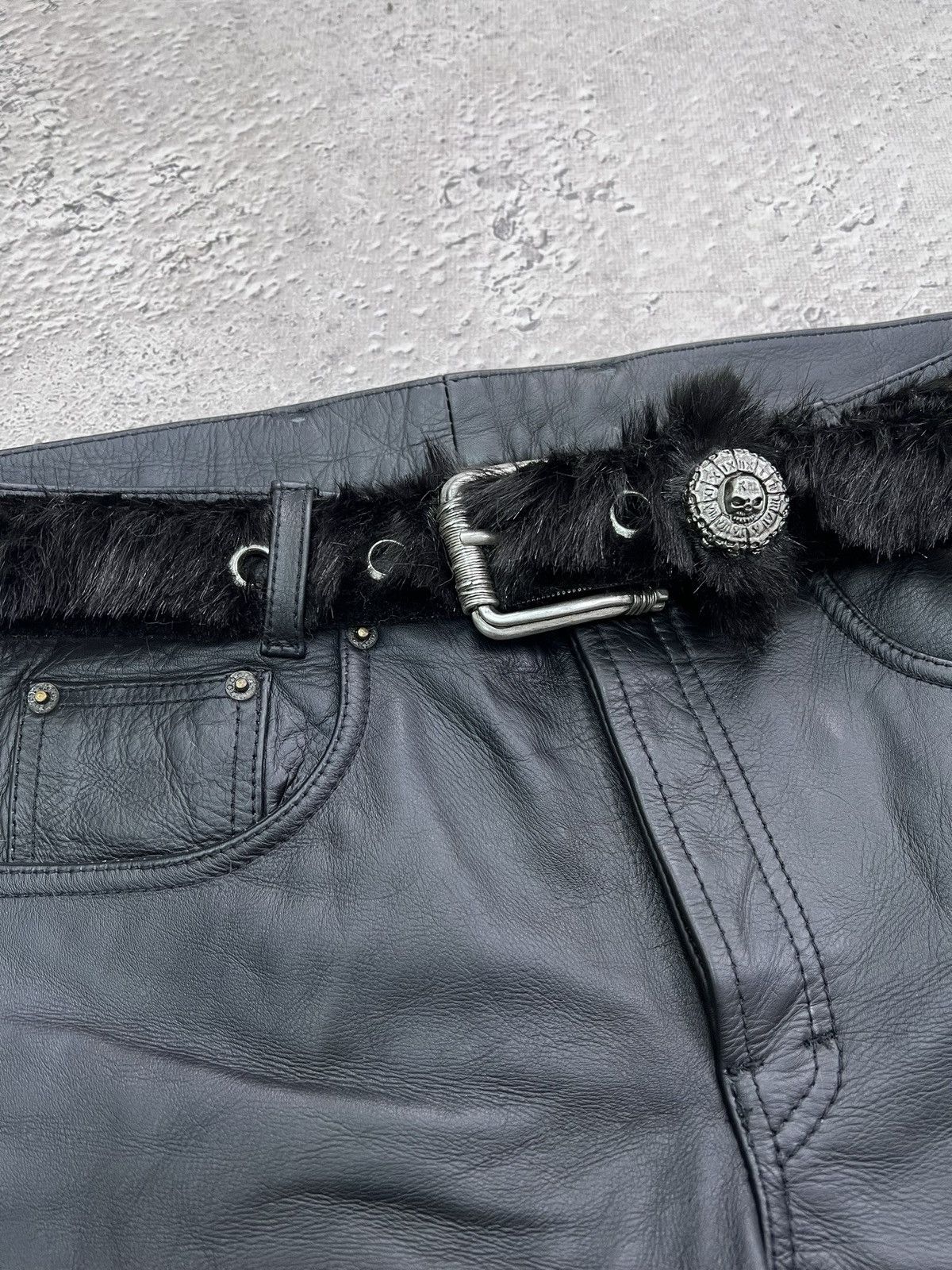 Le Grande Bleu (L.G.B.) Rare Fur fuZzy hysteric glamour style leather japanese belt Size ONE SIZE - 3 Thumbnail