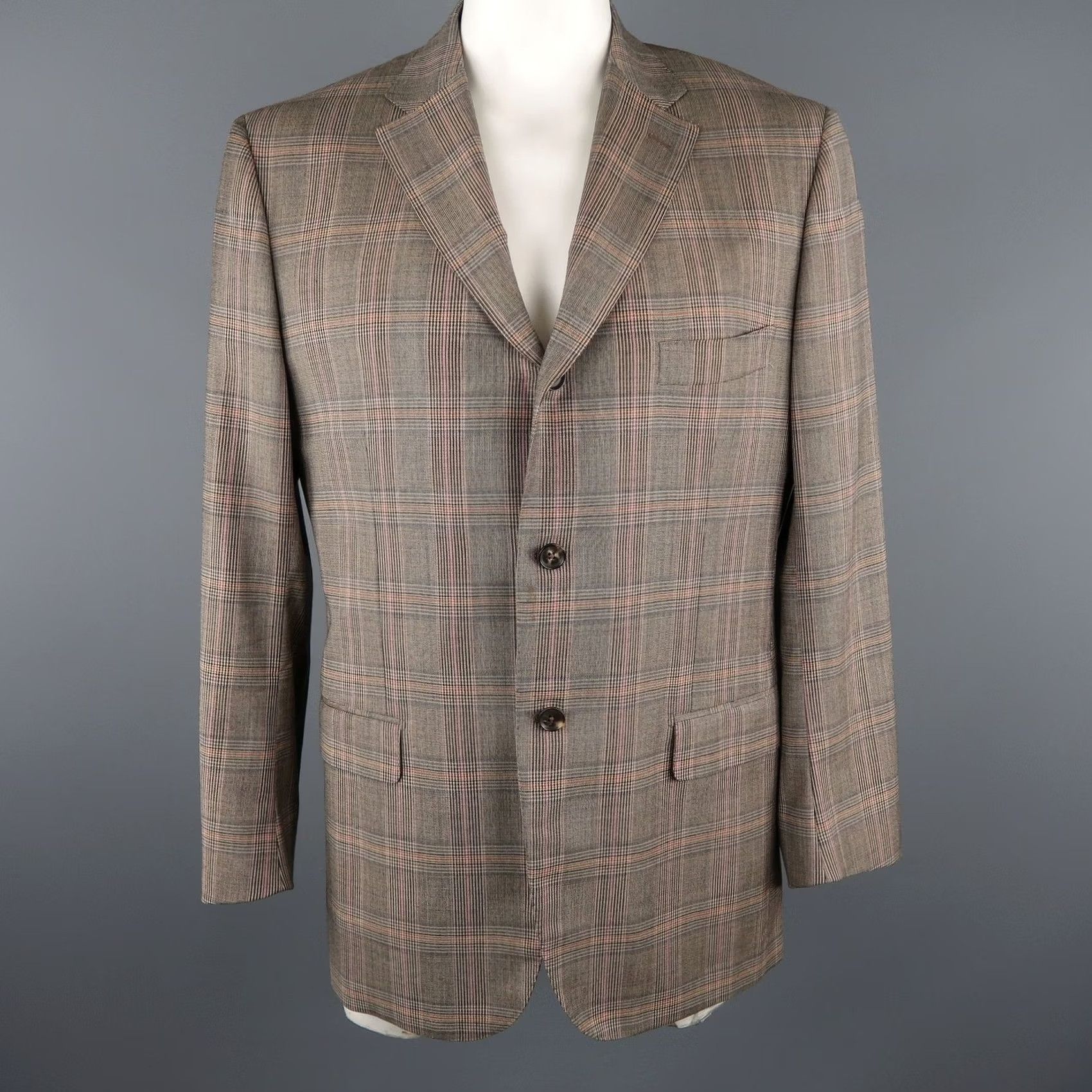 Isaia ISAIA Size 46 Brown Plaid Wool Sport Coat Size US S / EU 44-46 / 1 - 2 Thumbnail