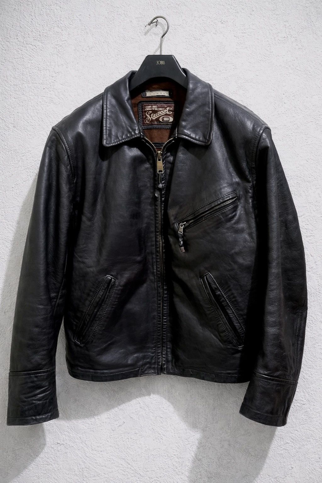 Schott VINTAGE 90's HALF BELT STEERHIDE LEATHER JACKET Size US L / EU 52-54 / 3 - 1 Thumbnail