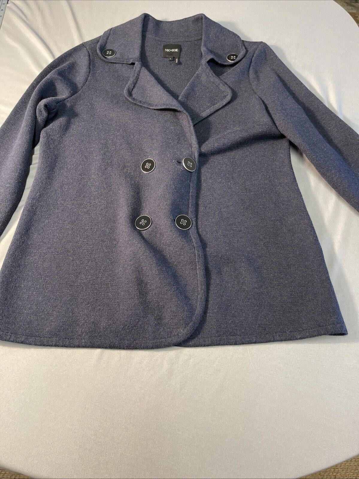 Designer Nic+Zoe Polished Knit Peacoatt Dark Indigo Blue W Large Size L / US 10 / IT 46 - 1 Thumbnail