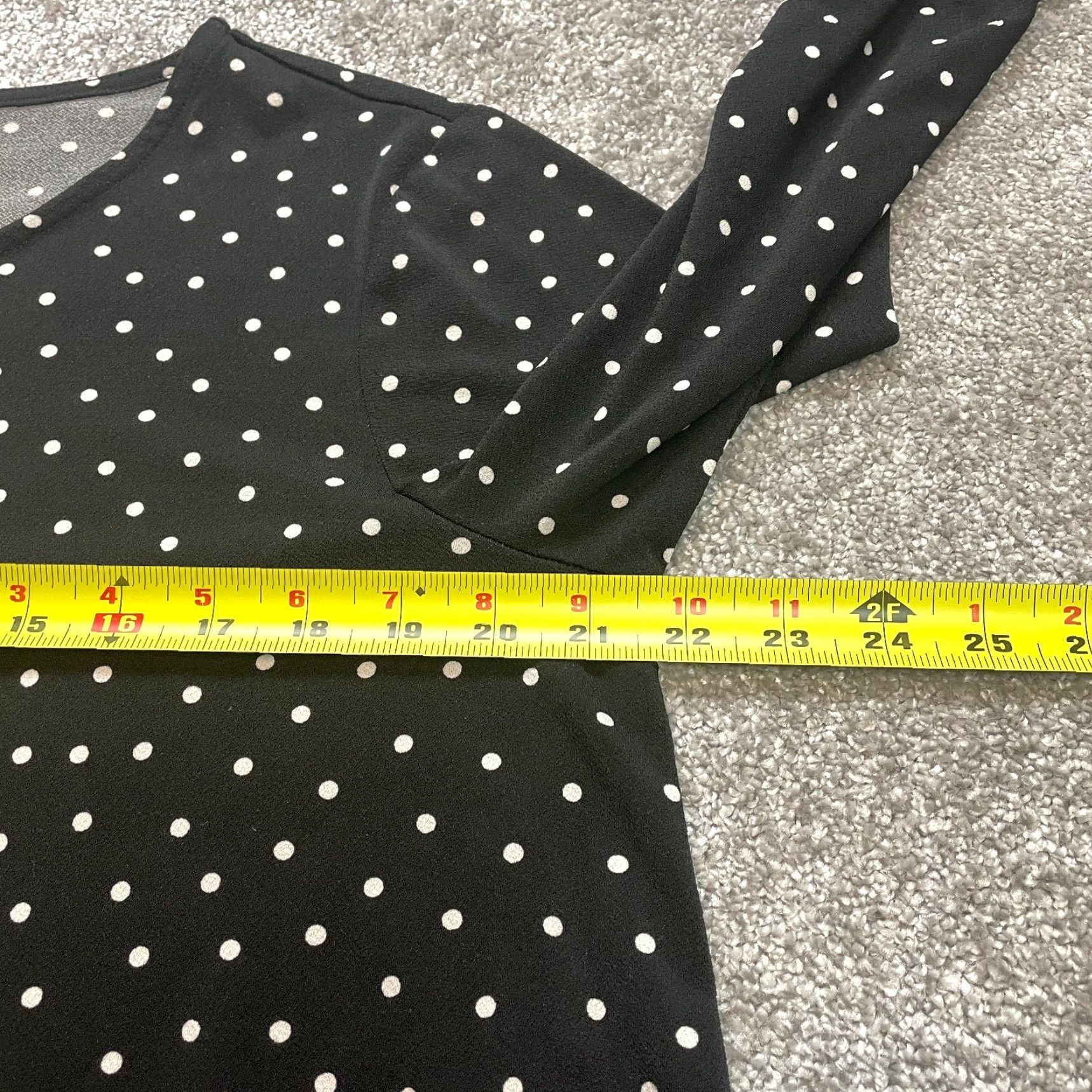 Adrianna Papell Adrianna Papell Blouse Shirt Womens 1X Plus Black Polka Dot Long Sleeve Ladies Size XL / US 12-14 / IT 48-50 - 7 Thumbnail