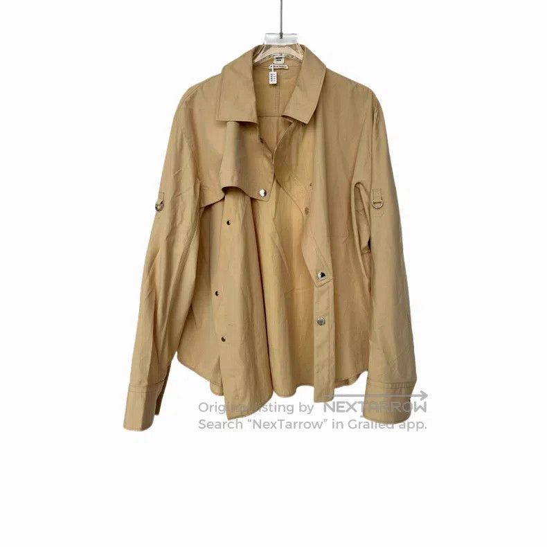 Hermes Hermes Asymmetrical Structured Shirt Jacket in Khaki Size XS / US 0-2 / IT 36-38 - 1 Thumbnail