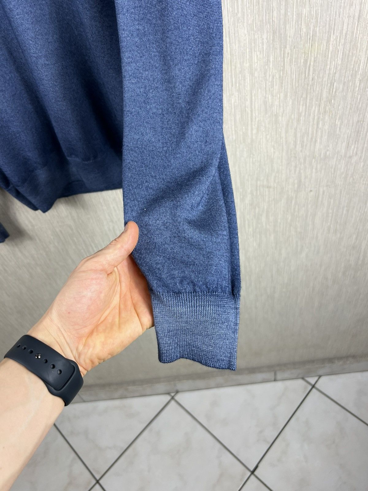 Gran Sasso Gran Sasso virgin wool merino quarter half zip sweater navy Size US L / EU 52-54 / 3 - 11 Thumbnail