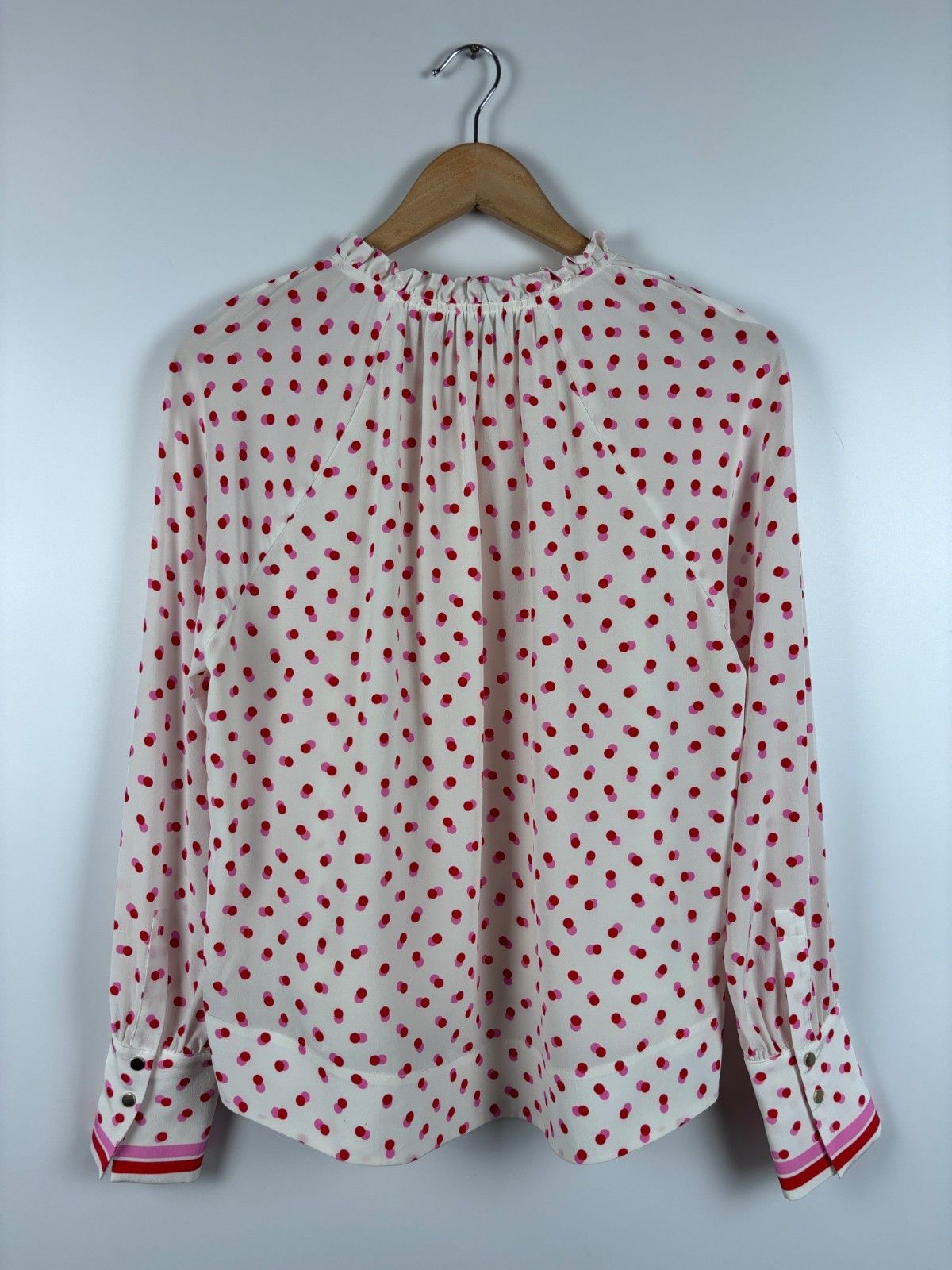 ME+EM ME+EM Silk Blouse Long Sleeve Polka Dot White Pink Size US 8 Size M / US 6-8 / IT 42-44 - 4 Thumbnail