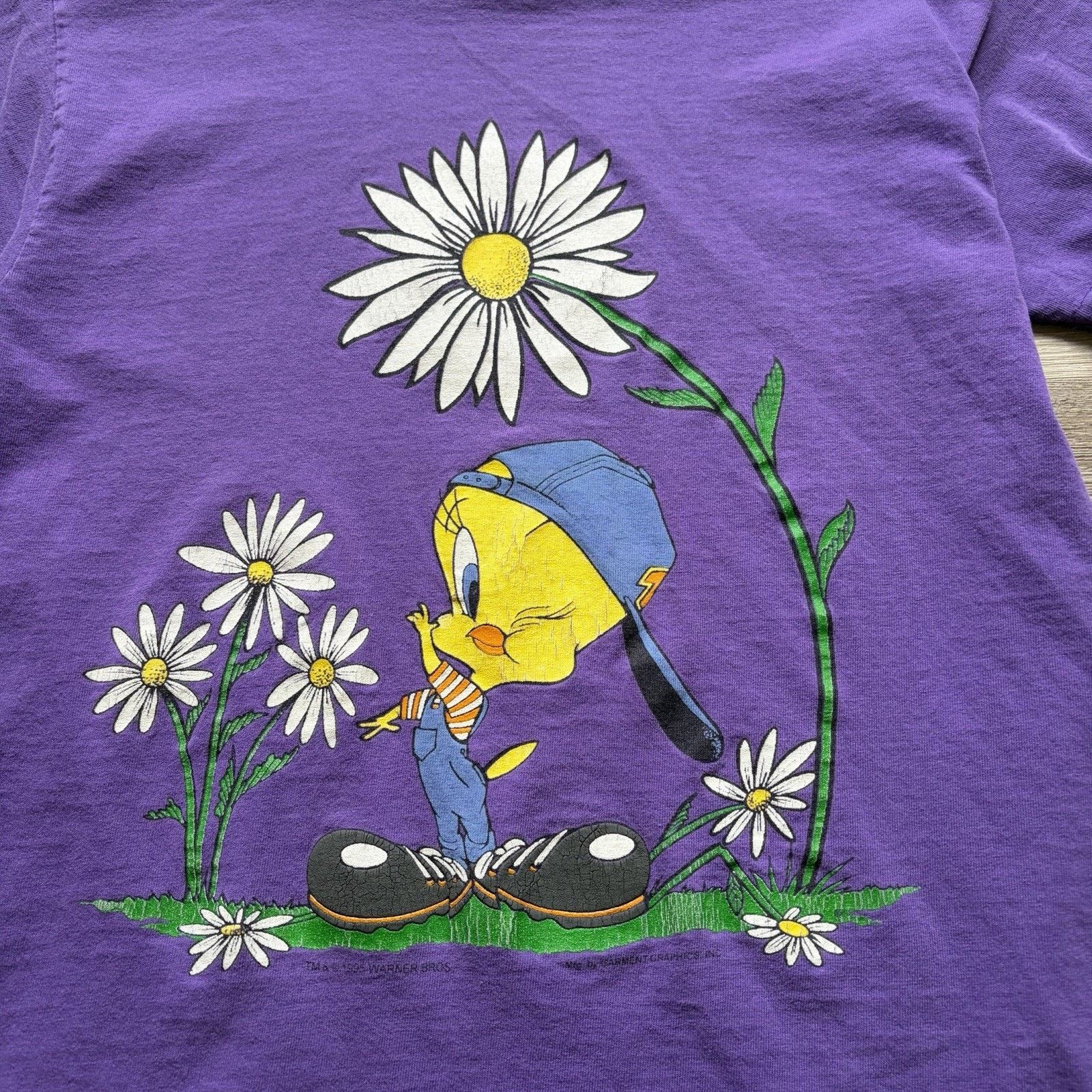 Vintage Vintage 90s Tweety Bird Flowers Tee Shirt Large Looney Tunes Size US M / EU 48-50 / 2 - 2 Thumbnail