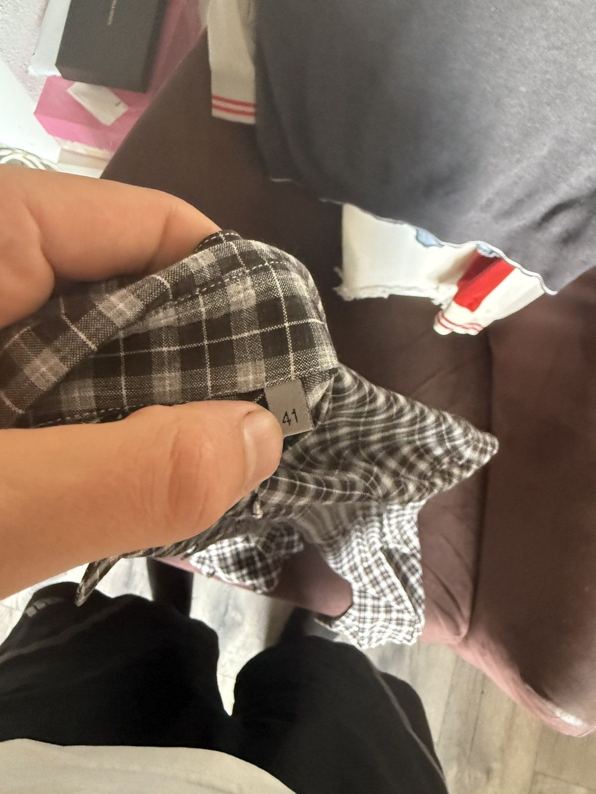 Dior Dior Grey Checkered Cotton Shirt with Chest Pockets Size US L / EU 52-54 / 3 - 13 Thumbnail